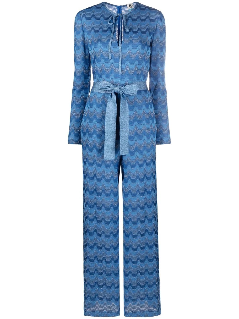 zigzag belted jumpsuit - 1