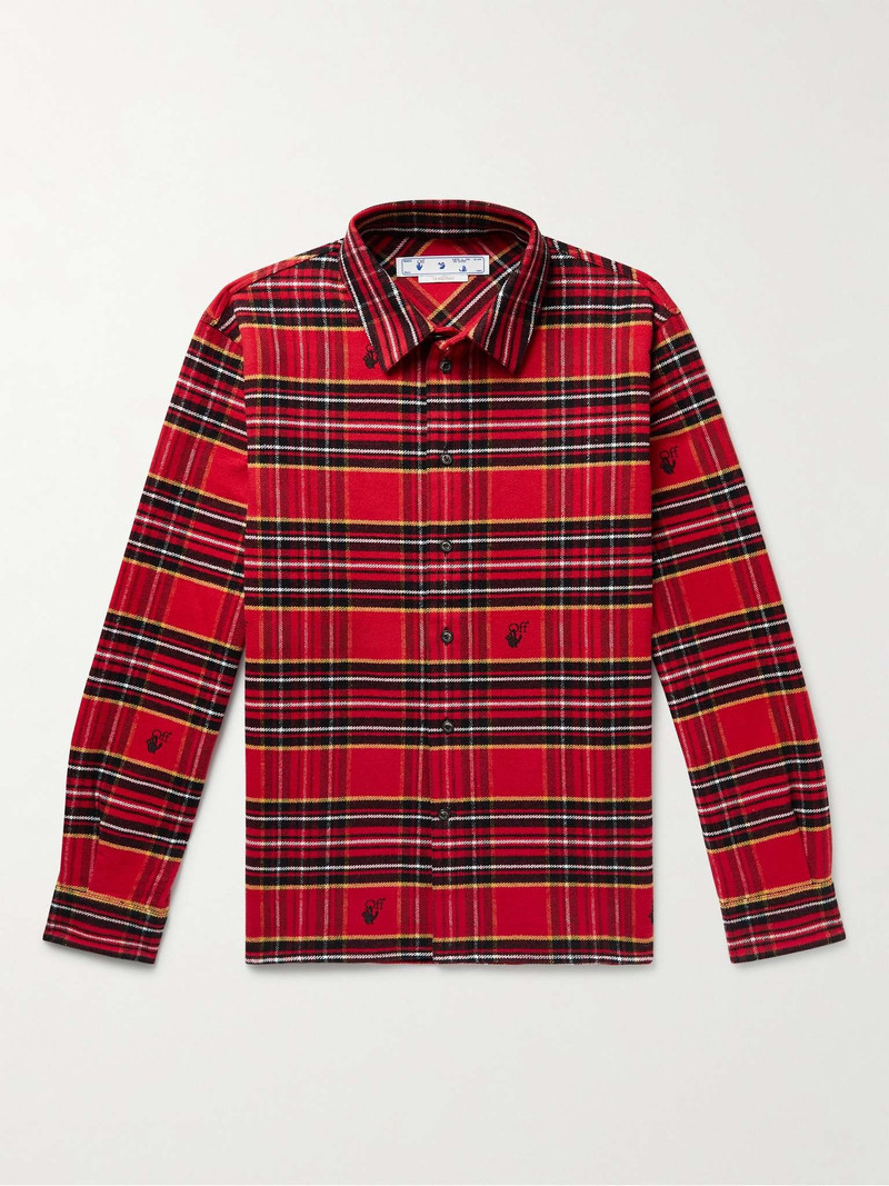 Logo-Embroidered Checked Cotton-Blend Flannel Shirt - 1