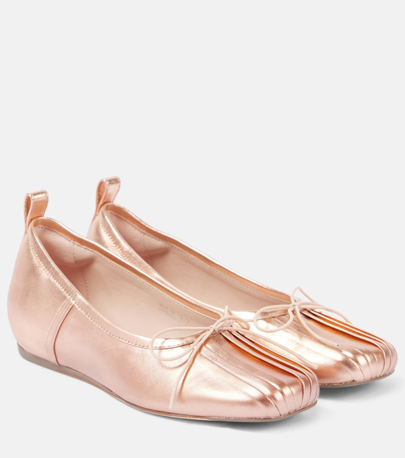 Classic pleated leather ballet flats - 1