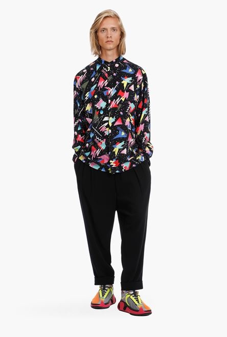 Oversized cuprammonium rayon shirt with multicolor print - 2