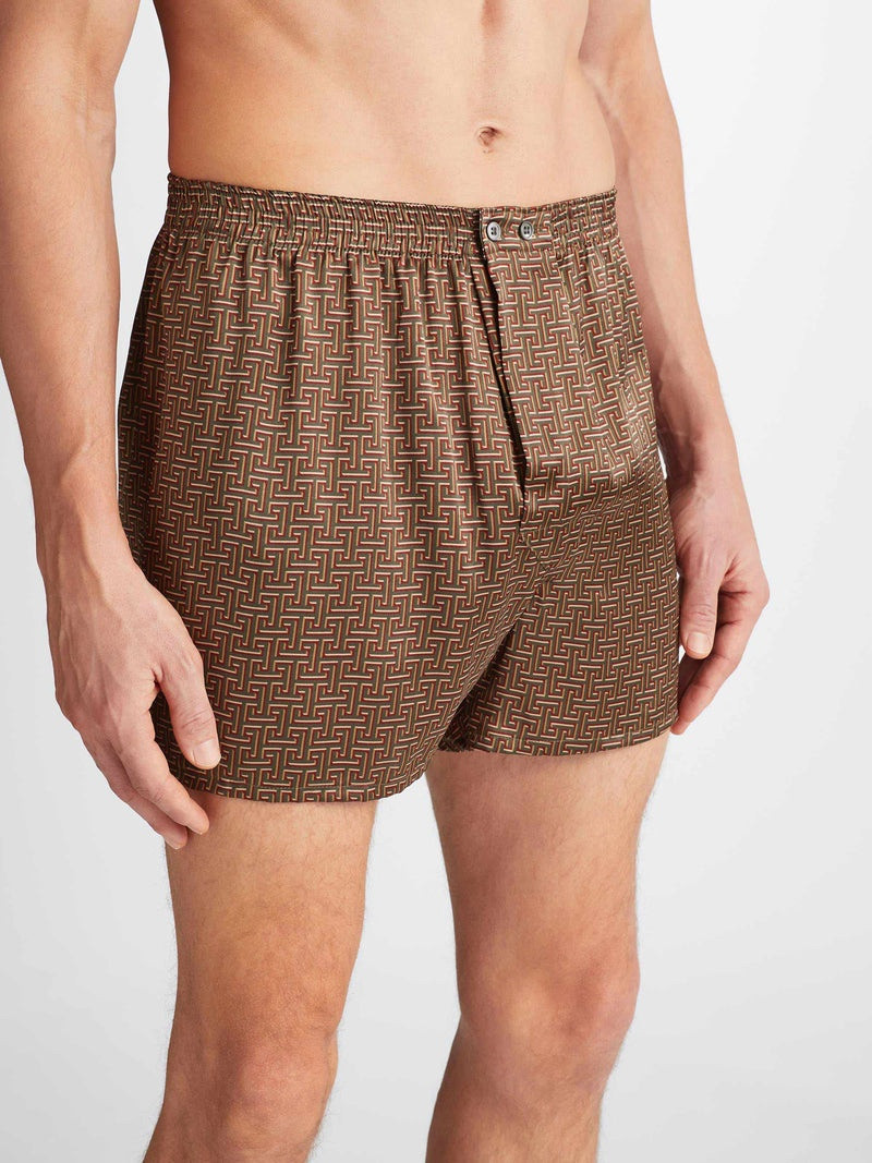 Derek Rose Men's Classic Fit Boxers Brindisi 109 Silk Satin Green outlook