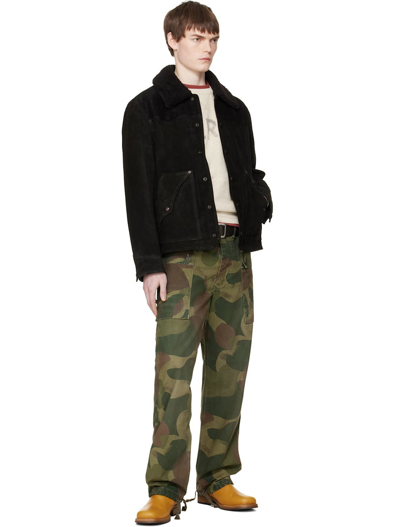 RRL by Ralph Lauren Black Shearling-Collar Suede Western Jacket outlook