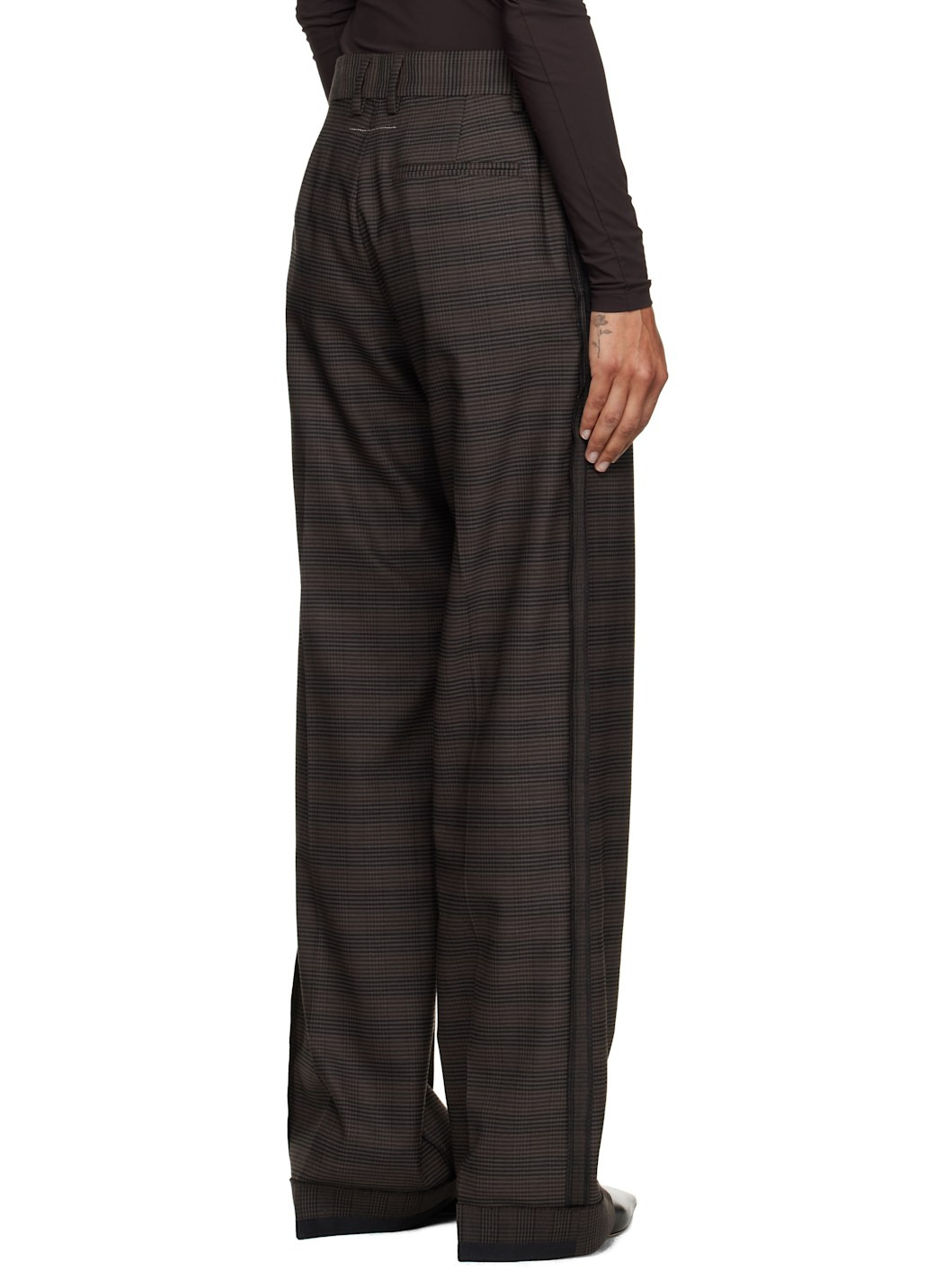 Brown & Black Checked Tailoring Trousers - 3