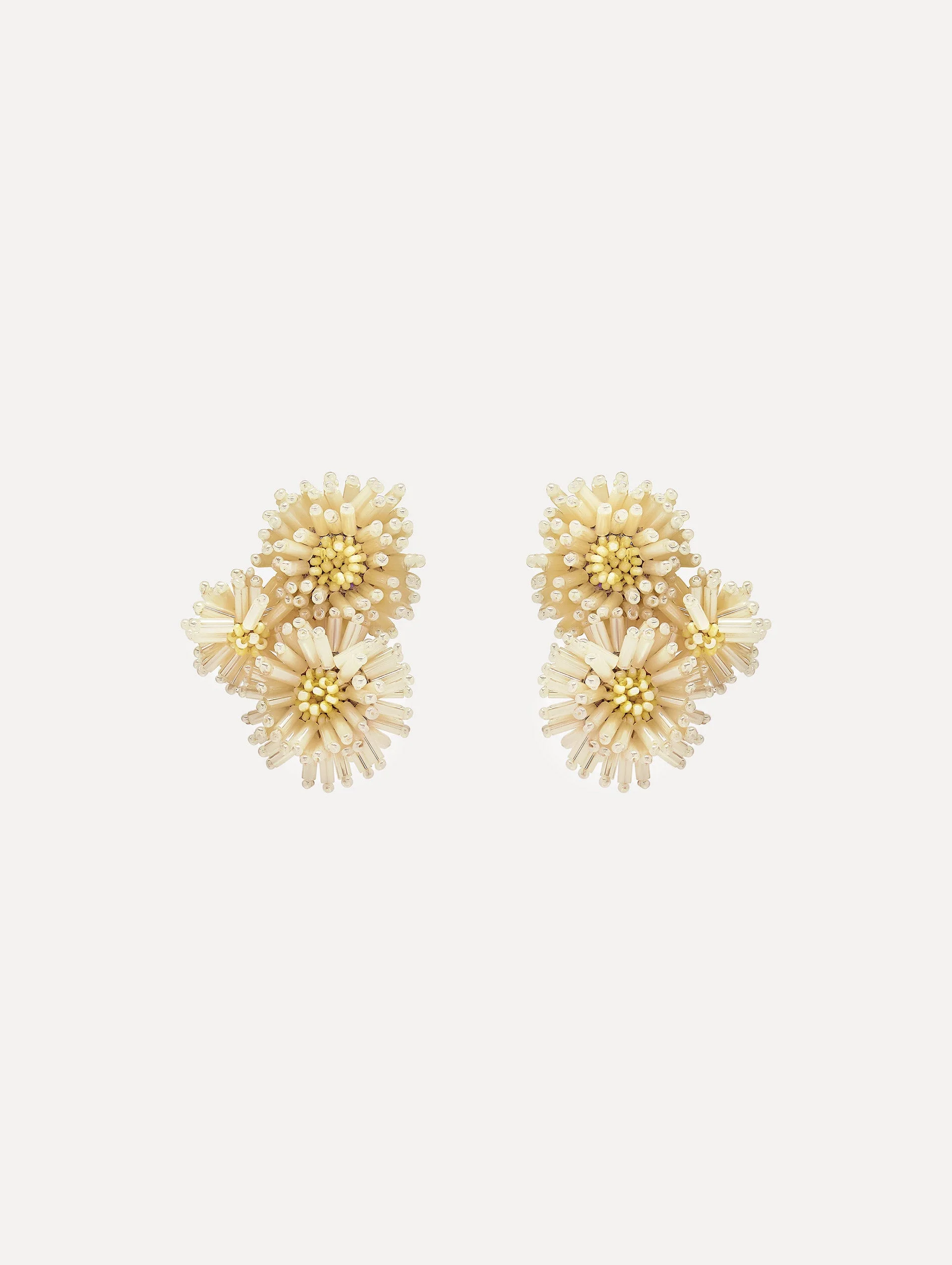 POMPOM FLOWER CLIP-ON EARRINGS - 1