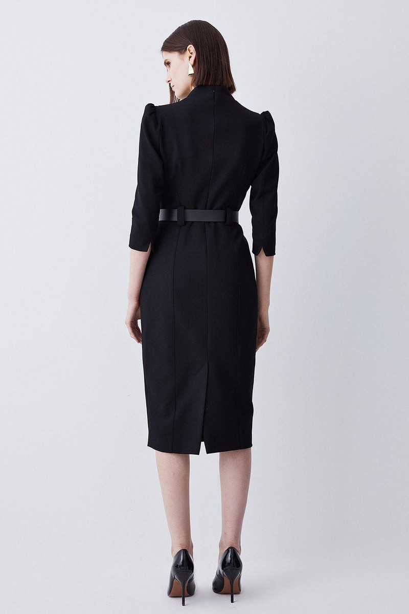 Structured Crepe Belted Forever Midi Dress 3