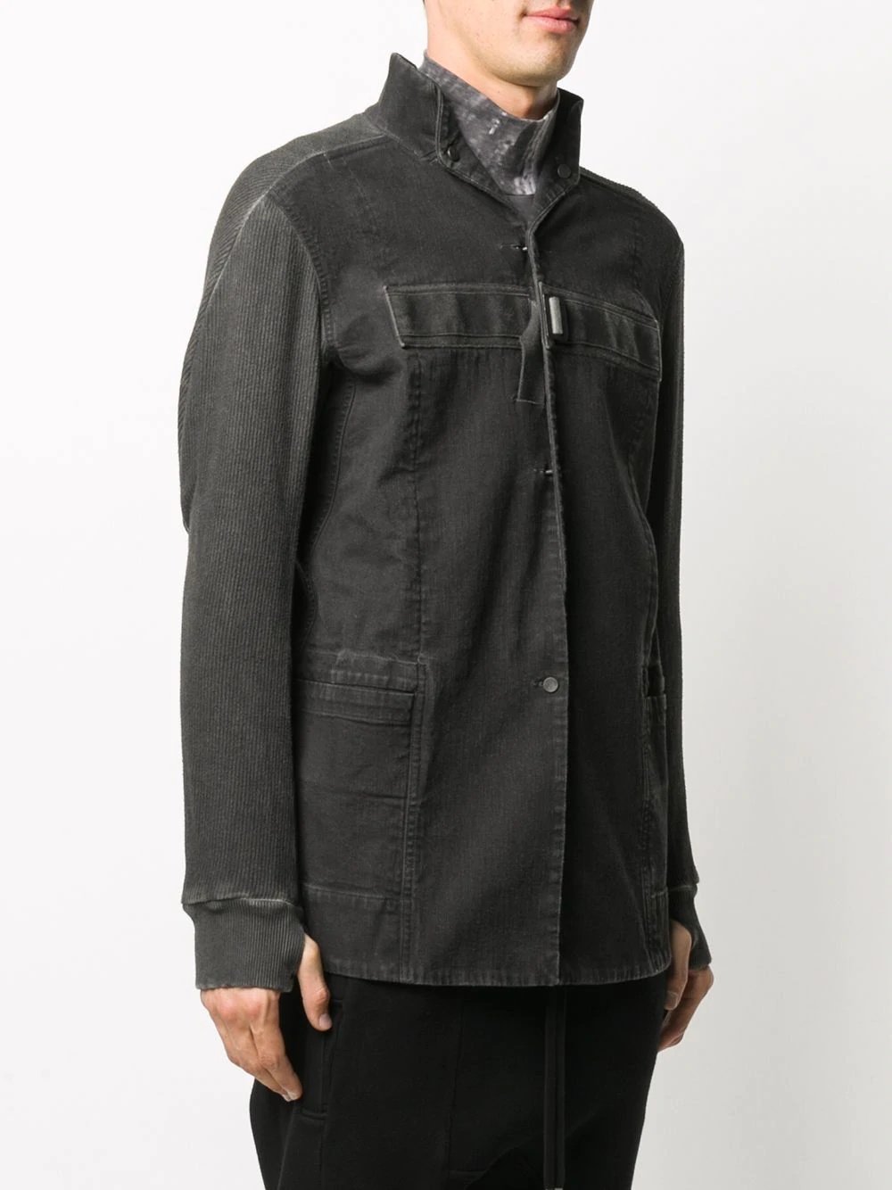 contrast-panel denim jacket - 3