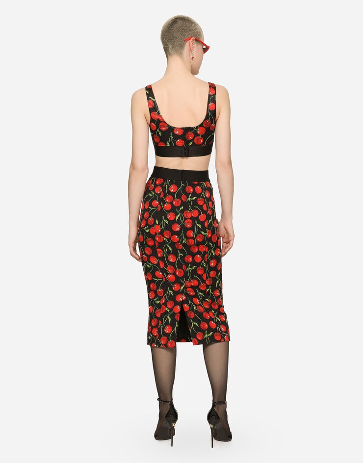 Dolce & Gabbana High-waisted charmeuse calf-length skirt