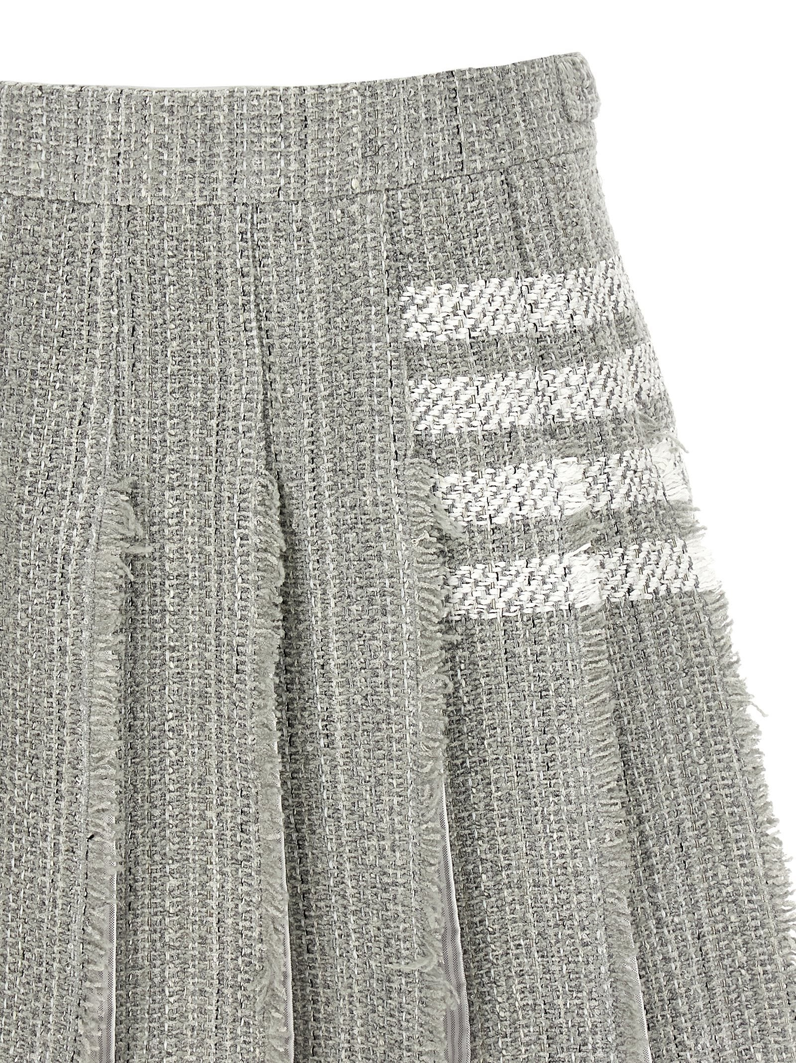 Pleated Tweed Skirt Skirts Gray - 3