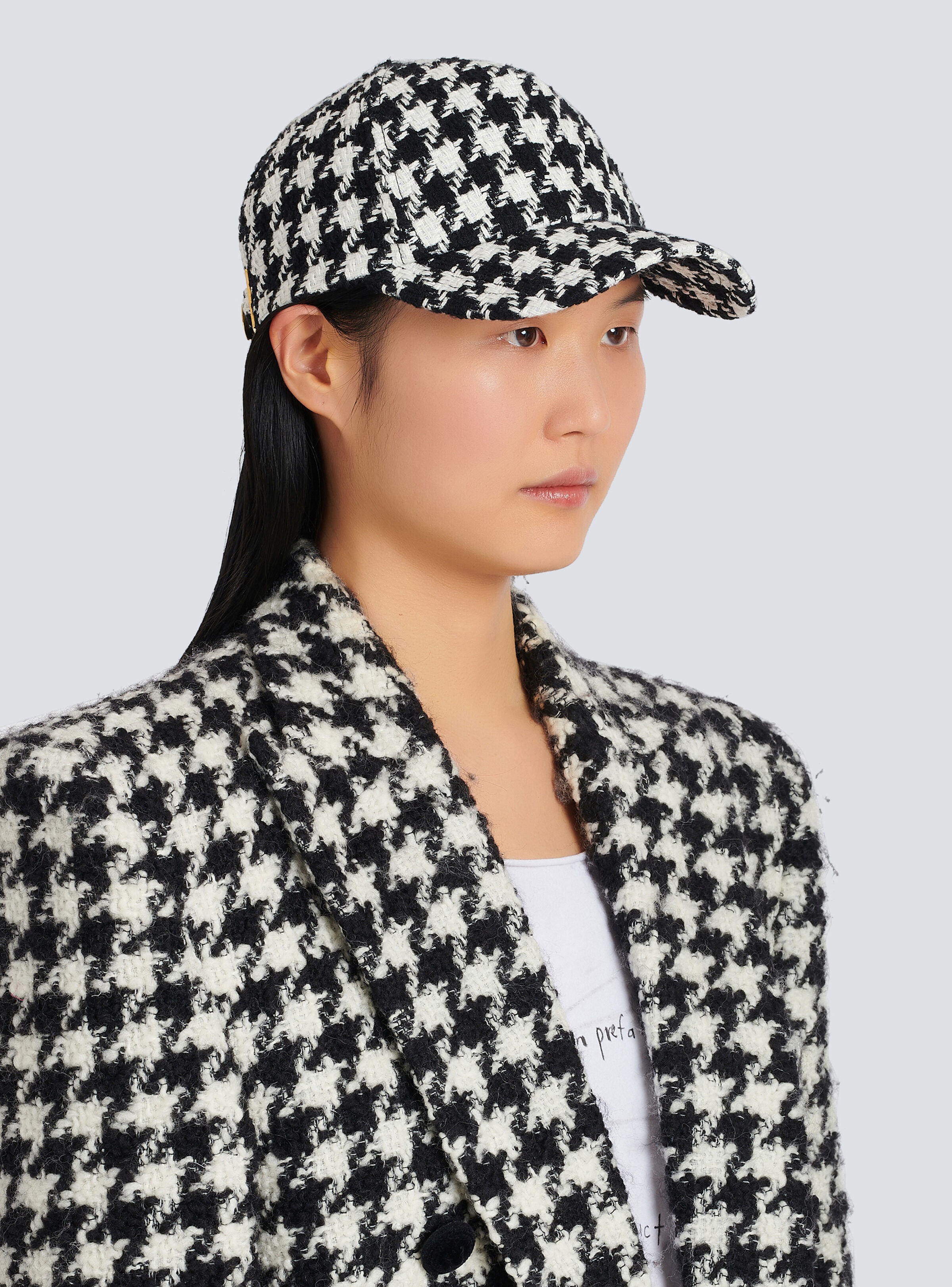 Houndstooth print cap - 2