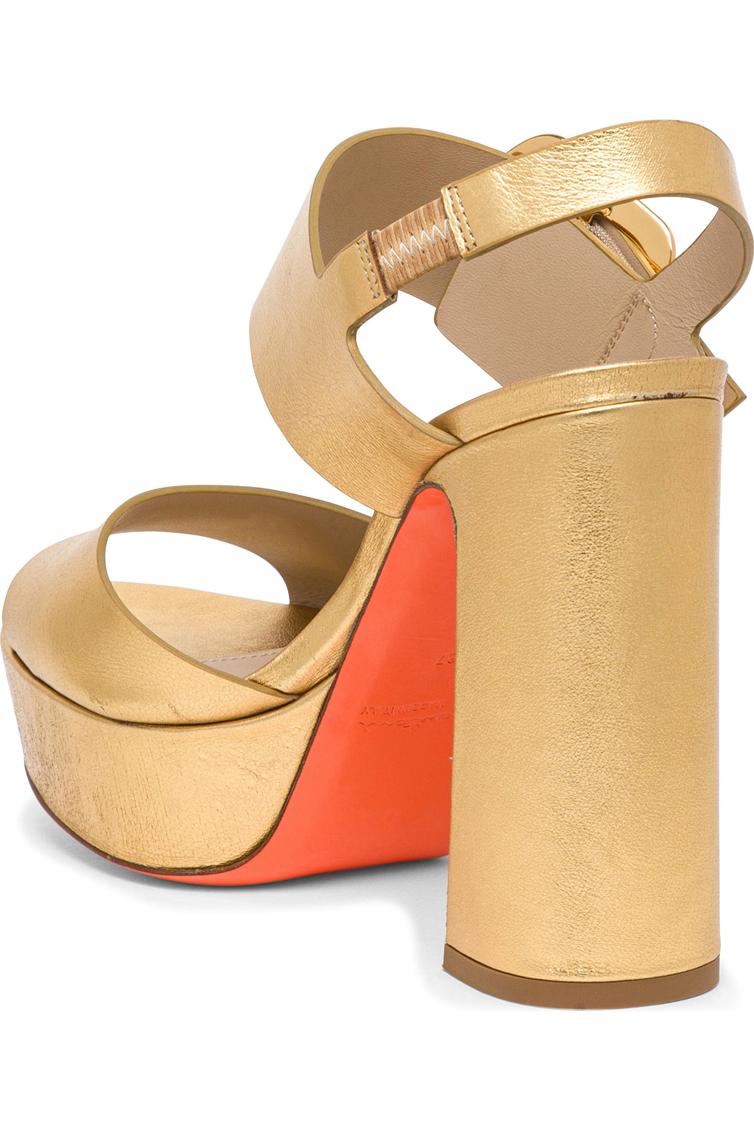 Santoni Women's laminated leather high-heel sandal in Gold at Nordstrom - 9
