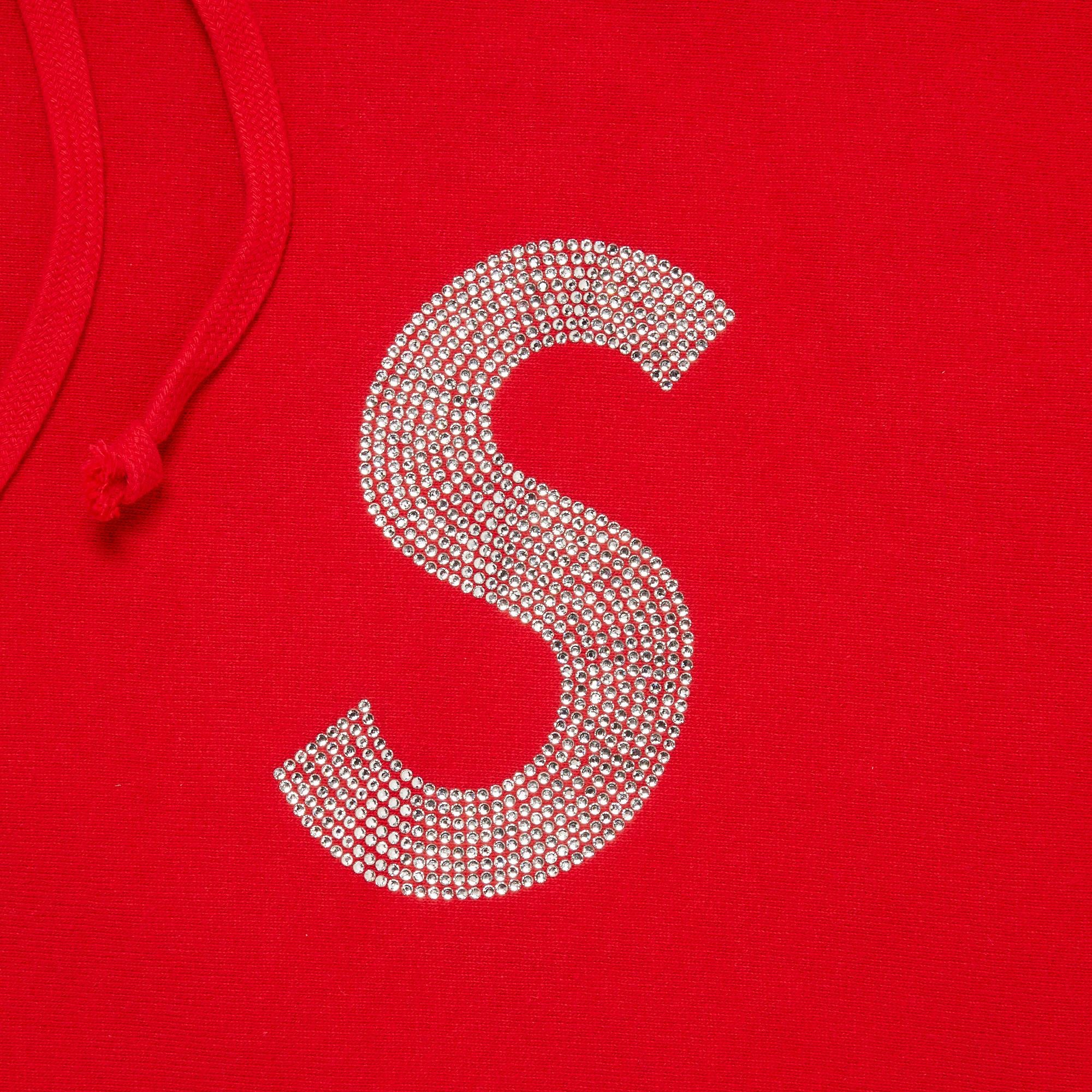 Supreme x Swarovski S Logo Hooded Sweatshirt 'Red' - 3