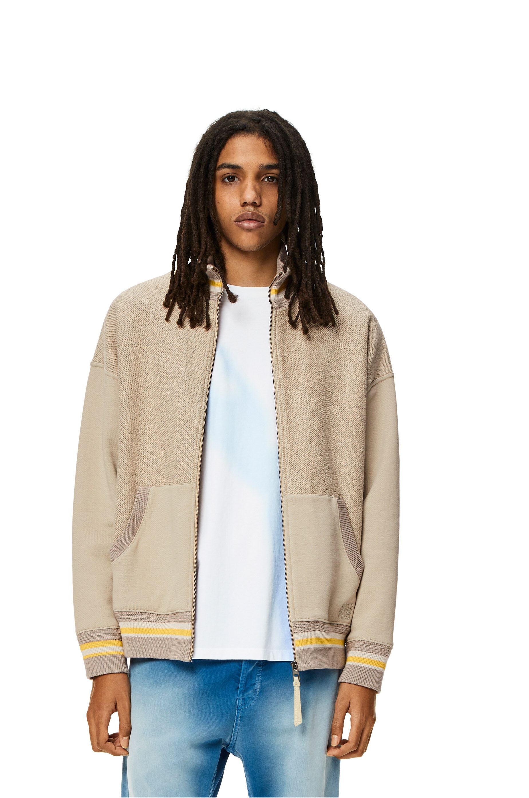 Zip-up ribbed jacket in cotton - 3
