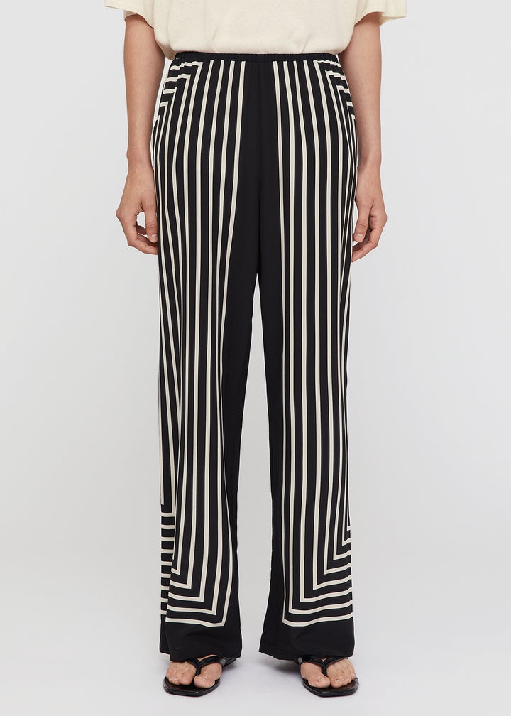 Monogram silk slacks black - 4