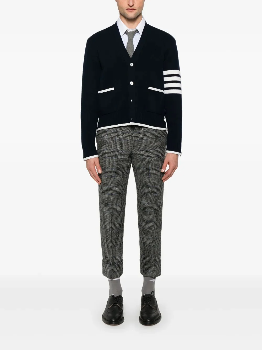THOM BROWNE - Men Milano Stitch V Neck Cardigan - 1