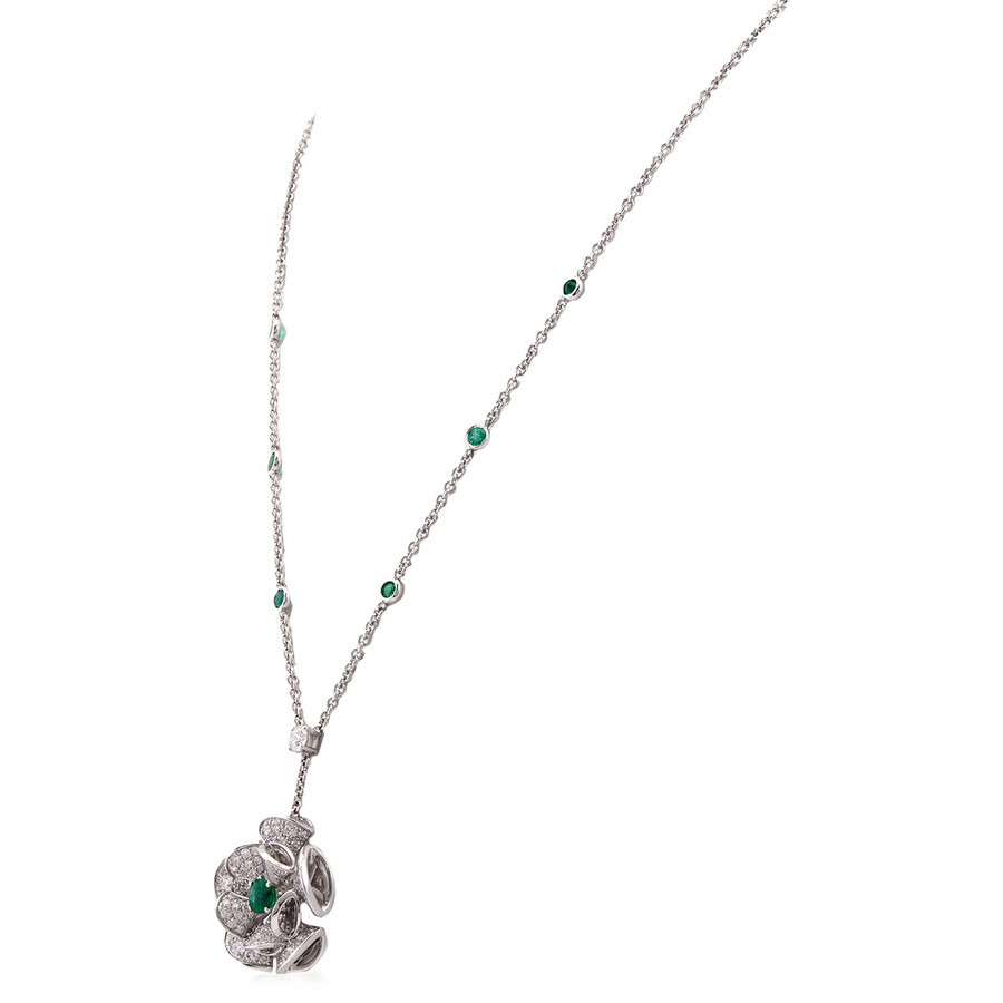 Bvlgari 18k White Gold Diamond and Emerald Divas Dream Necklace - 2