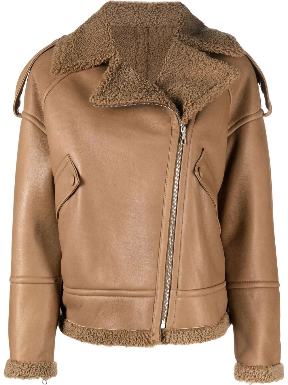 leather zip-up biker jacket - 1