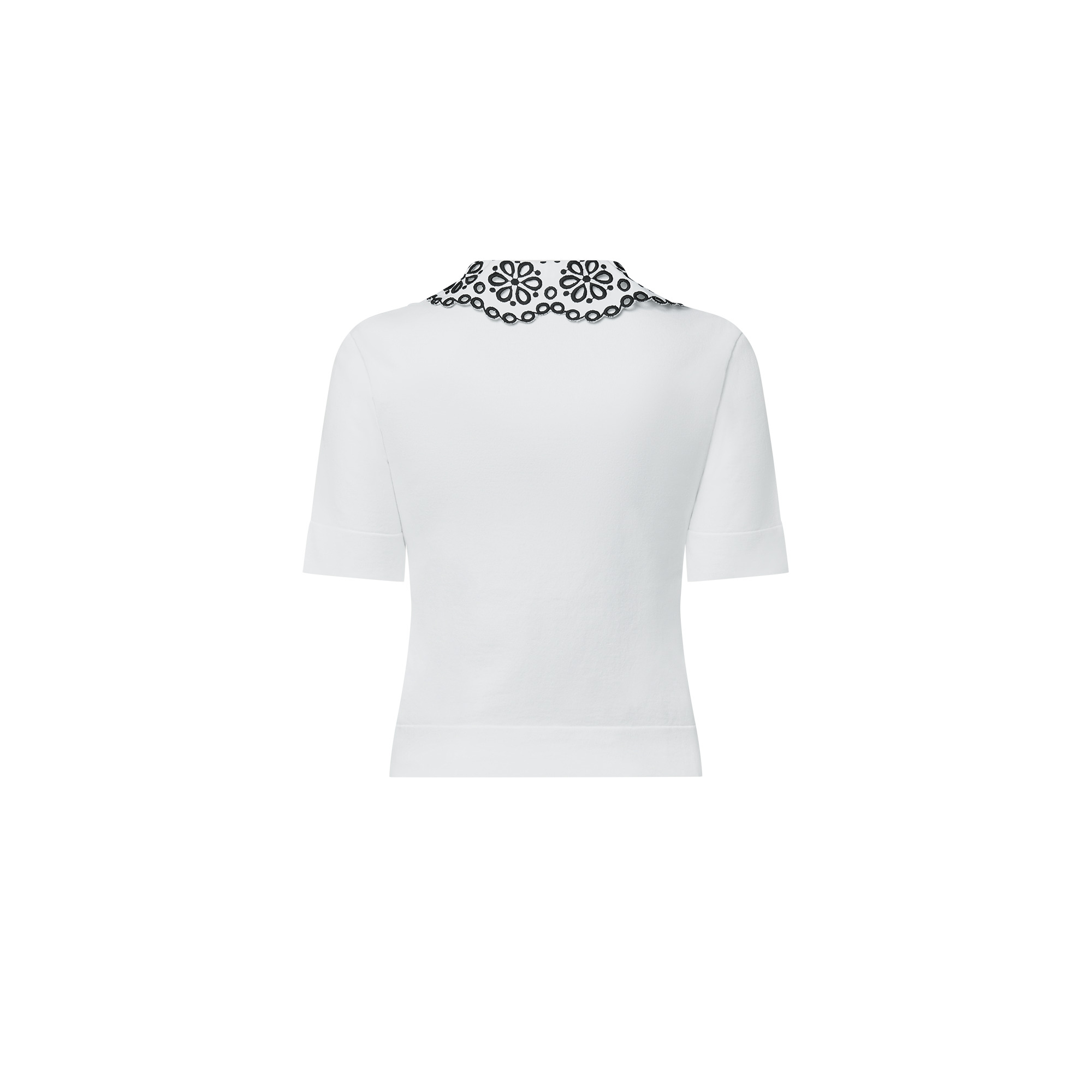 Broderie Collar Zip-Up Knit Top - 3