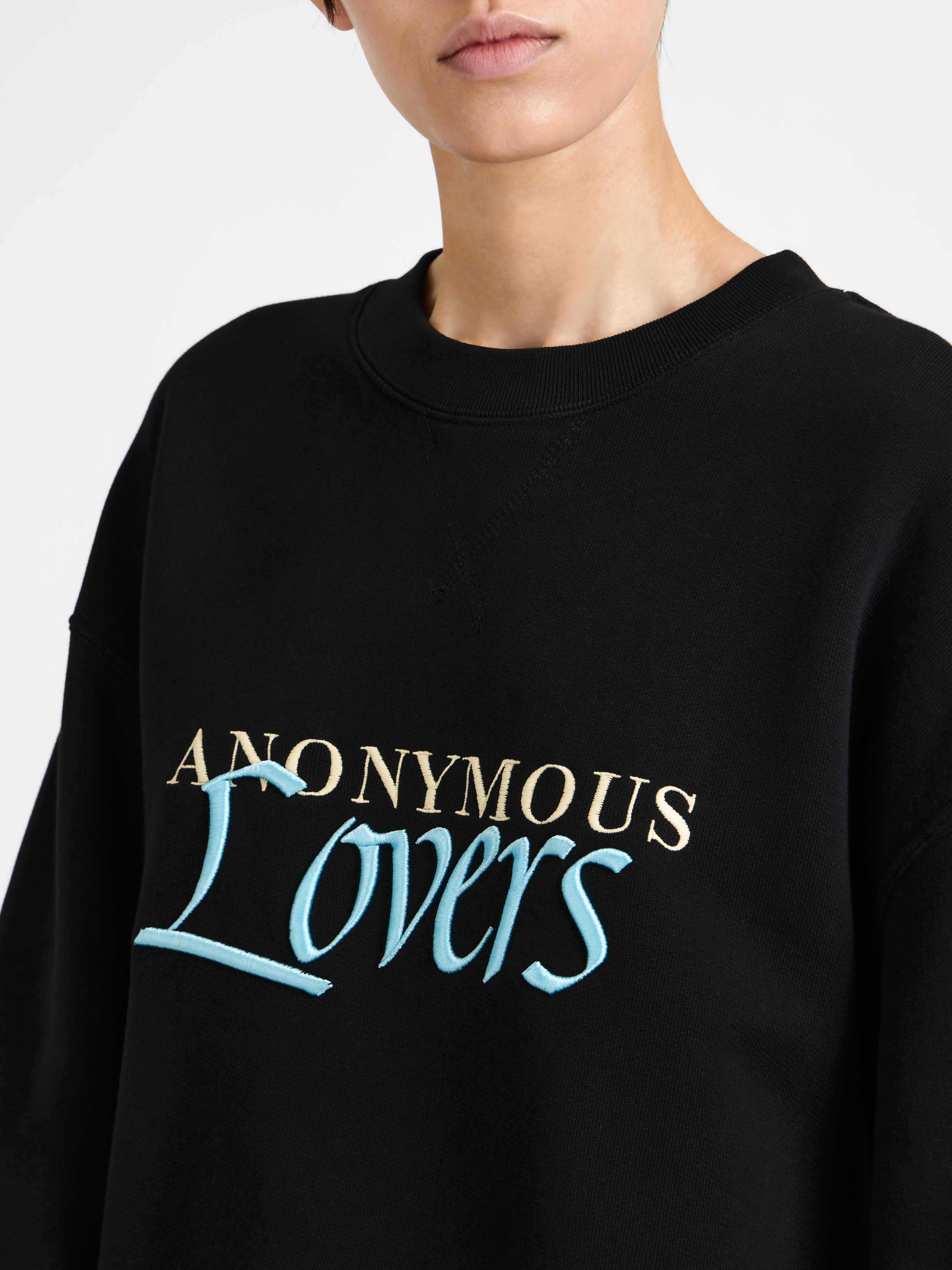 WOMENS 'ANONYMOUS LOVERS' SWEATSHIRT IN WASHED BLACK - 6