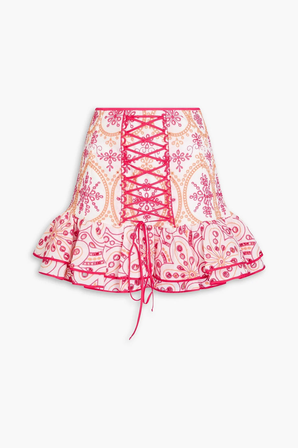 Lucrecia lace-up broderie anglaise cotton-blend mini skirt - 1