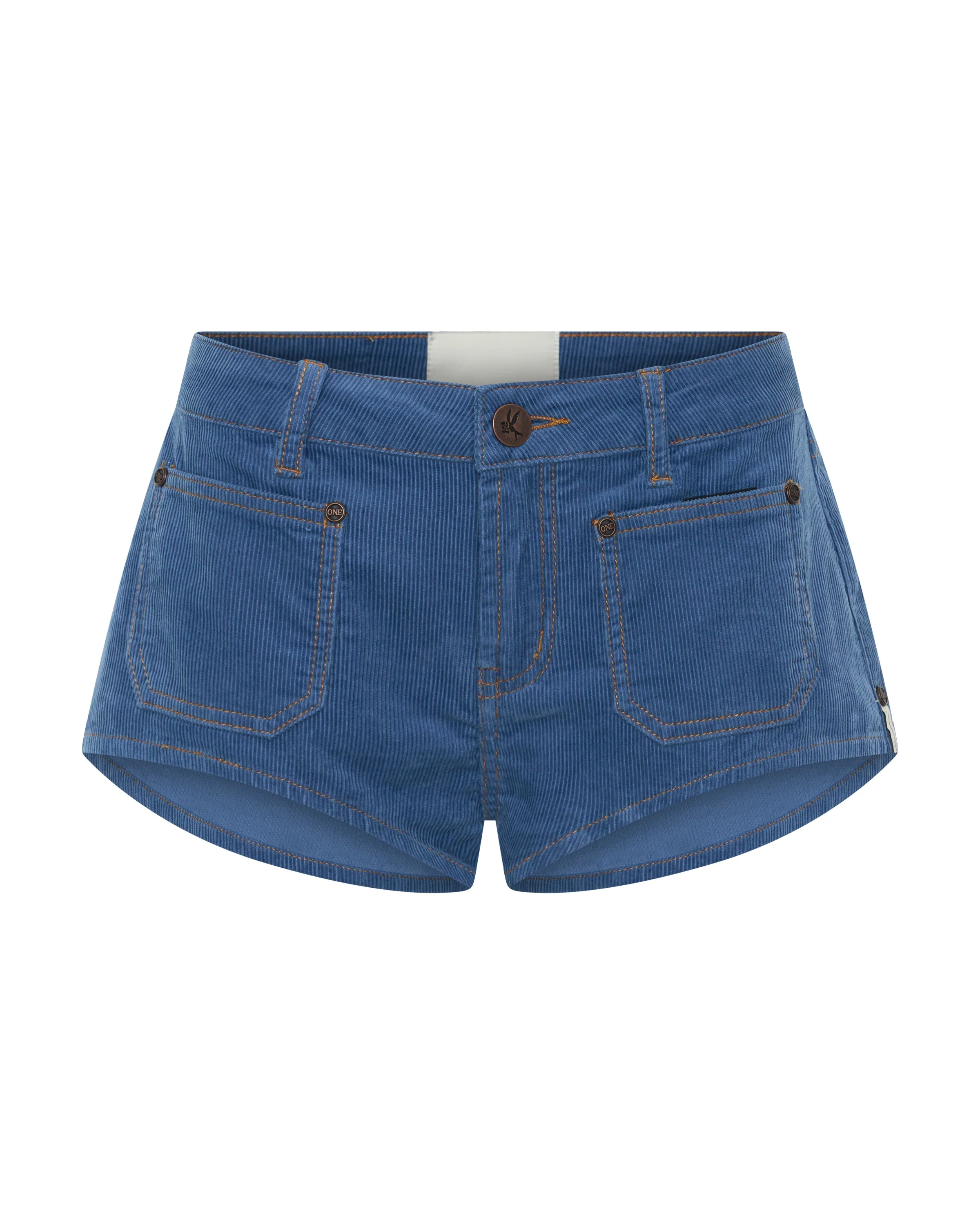 Retro Nomad Low Waist Micro Corduroy Mini Shorts - Cornflower Blue - 1