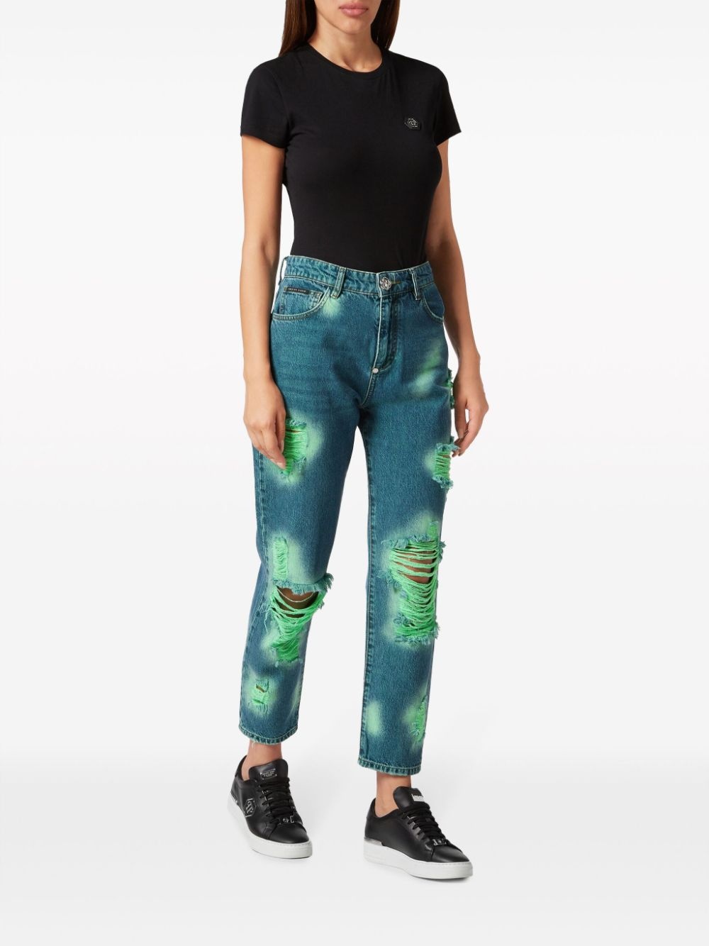 tie-dye frayed jeans - 2