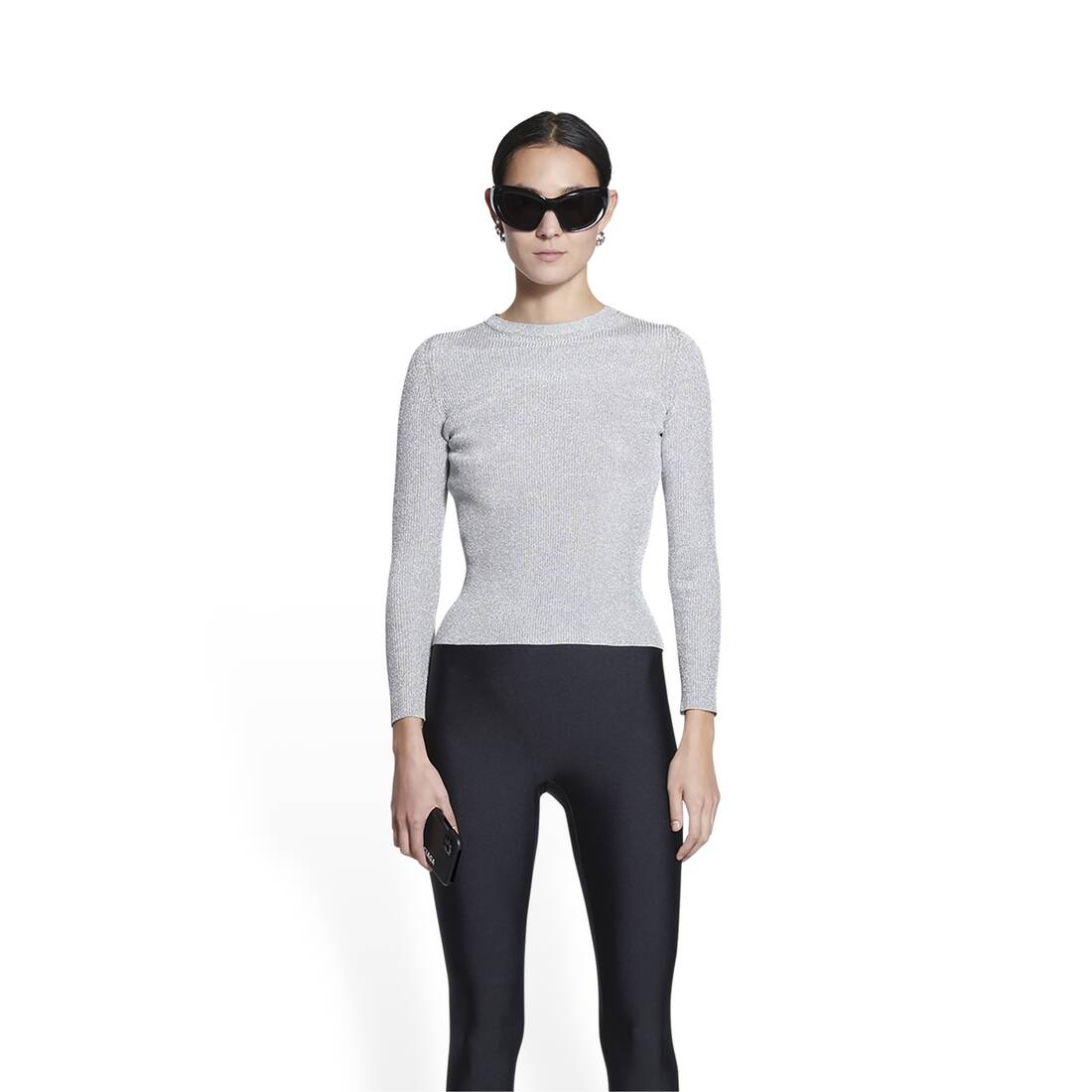 Women's Lurex Sweater in Silver - 5