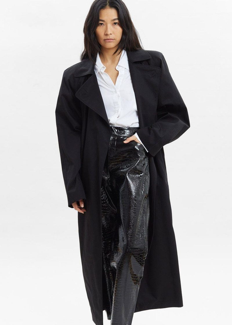 Marisol Box Shoulder Trench - Black 9