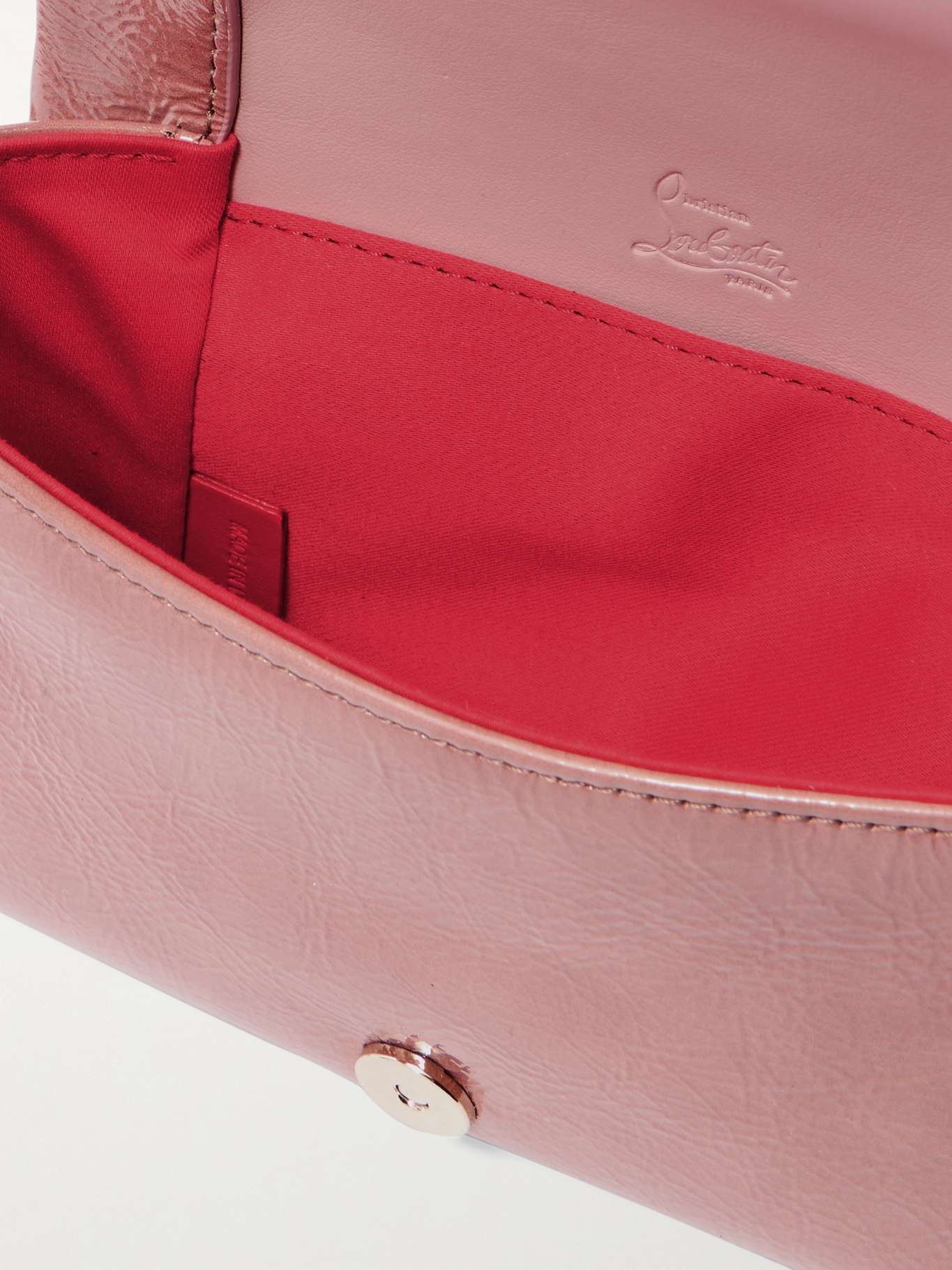 Loubi54 embellished crinkled patent-leather shoulder bag Baby pink - 5