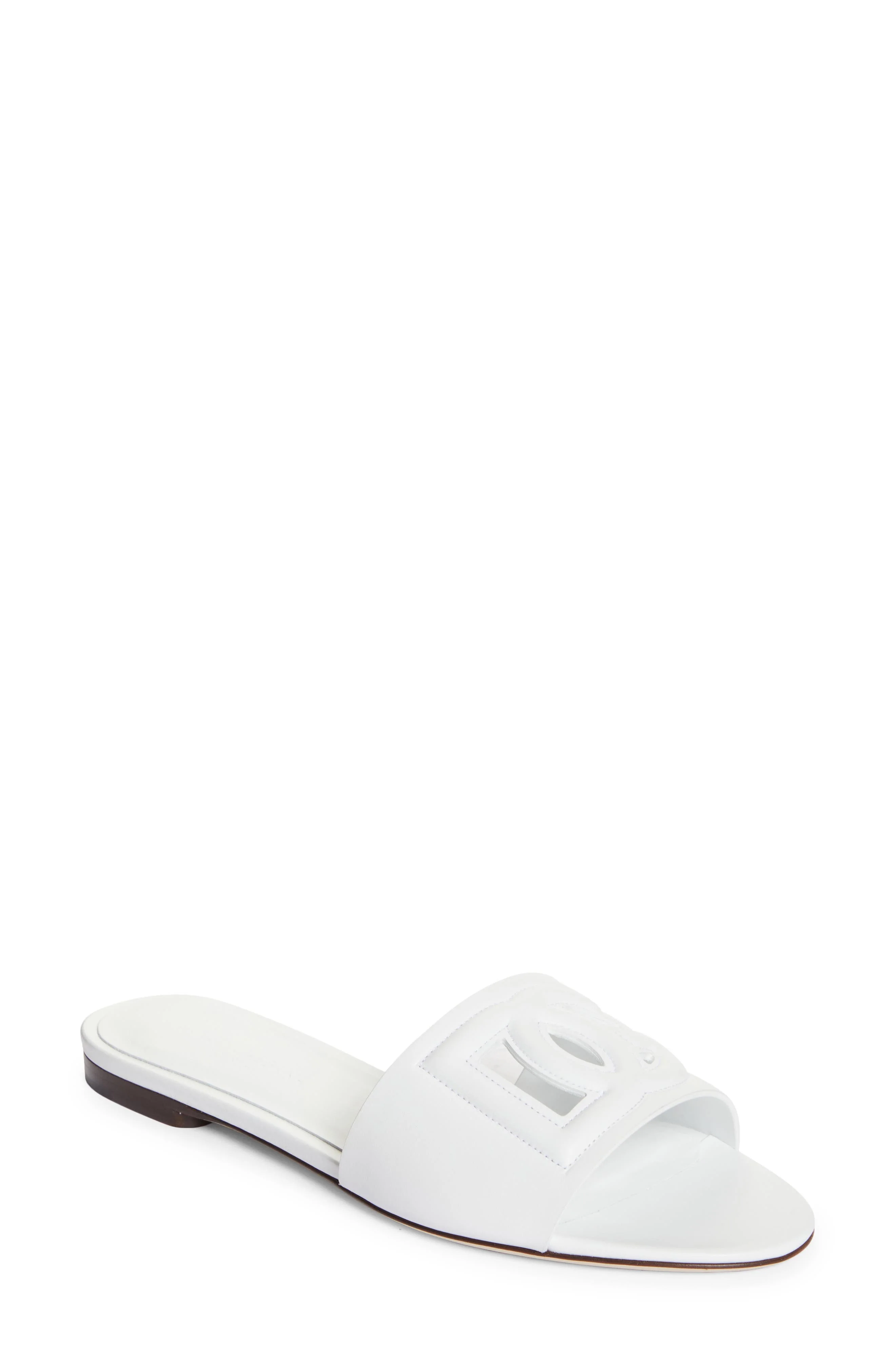 Dolce&Gabbana Bianca Interlock Slide Sandal in White at Nordstrom - 1