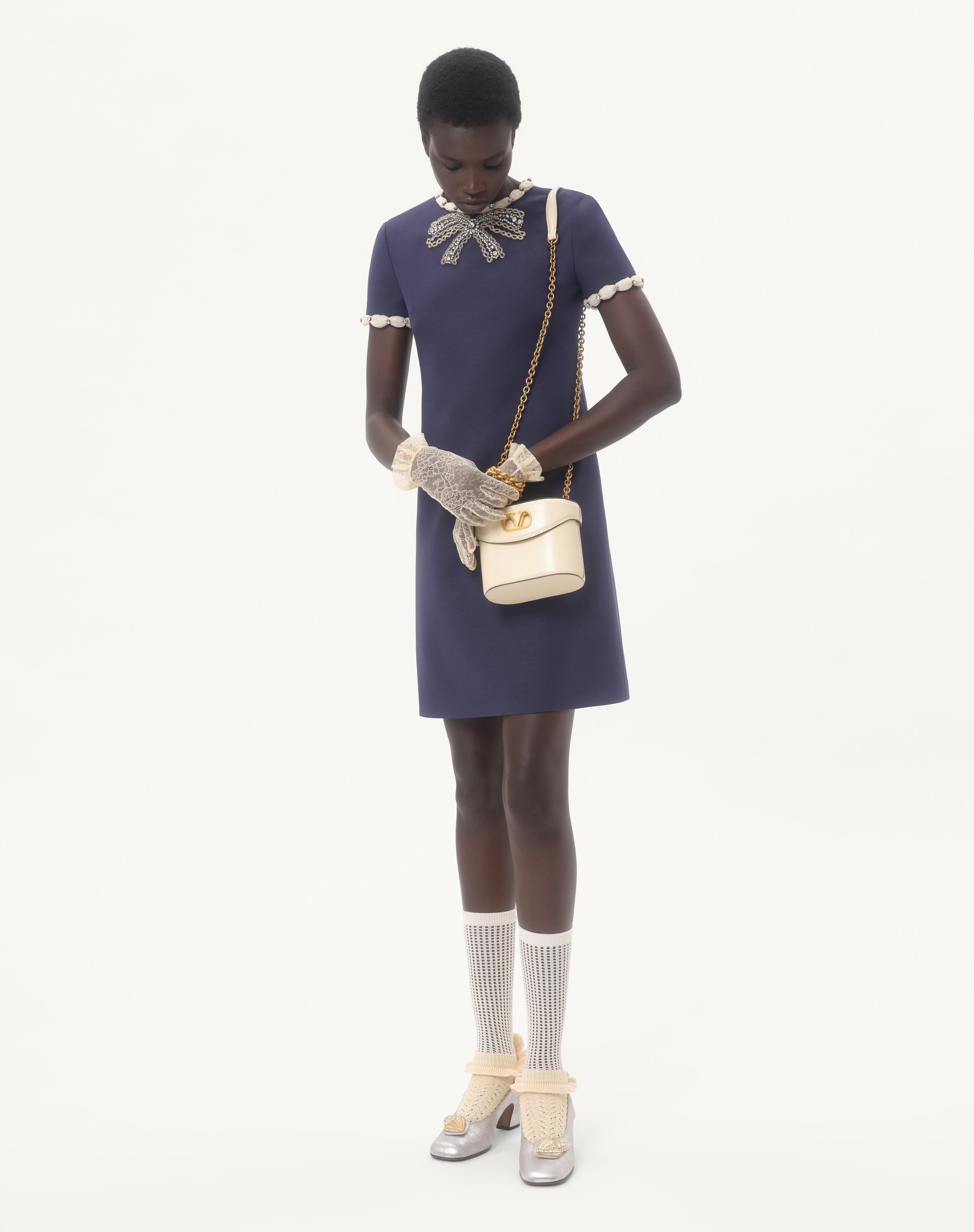 EMBROIDERED CREPE COUTURE SHORT DRESS - 2