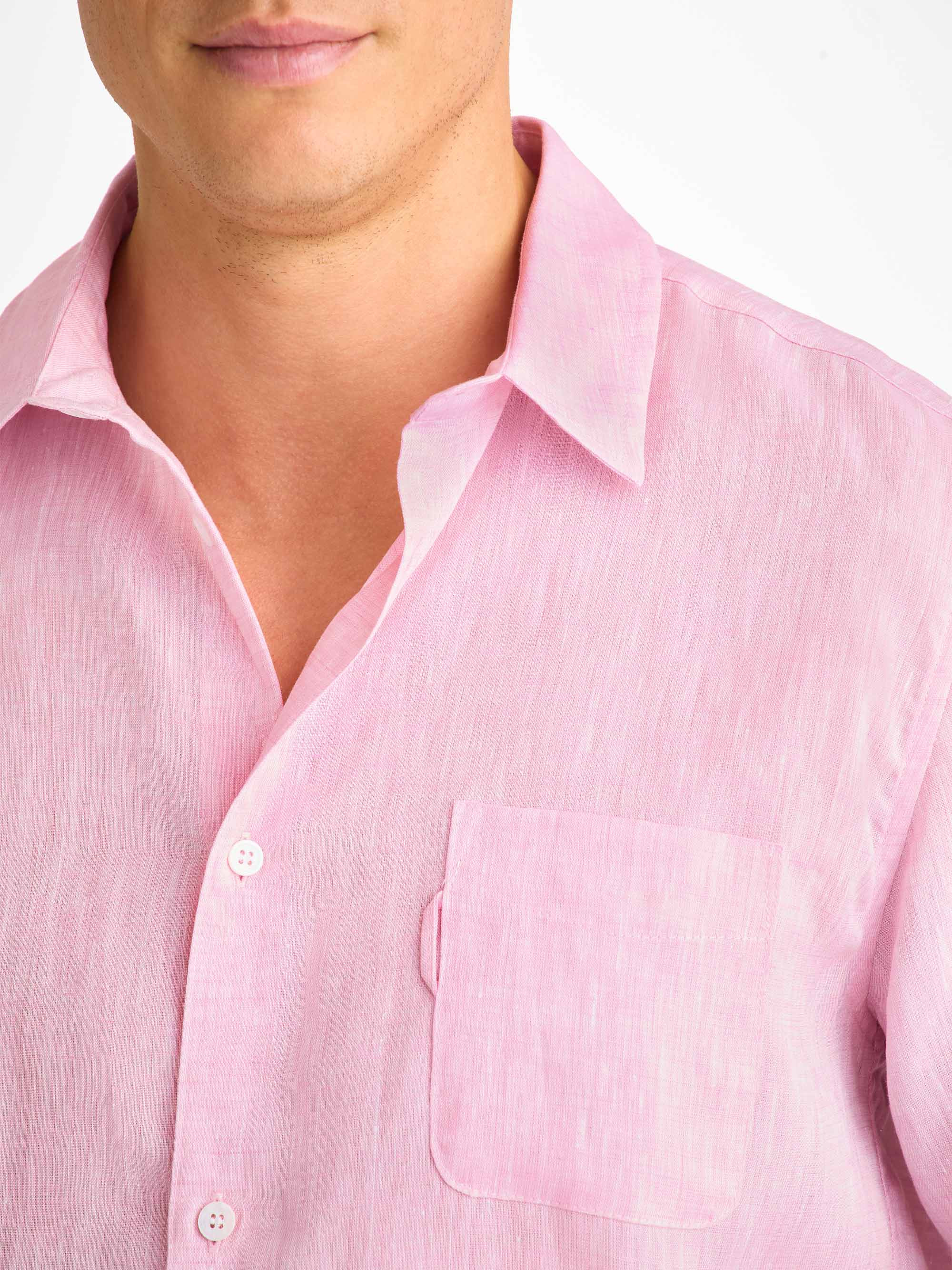 Men's Shirt Monaco Linen Bubble Gum - 5