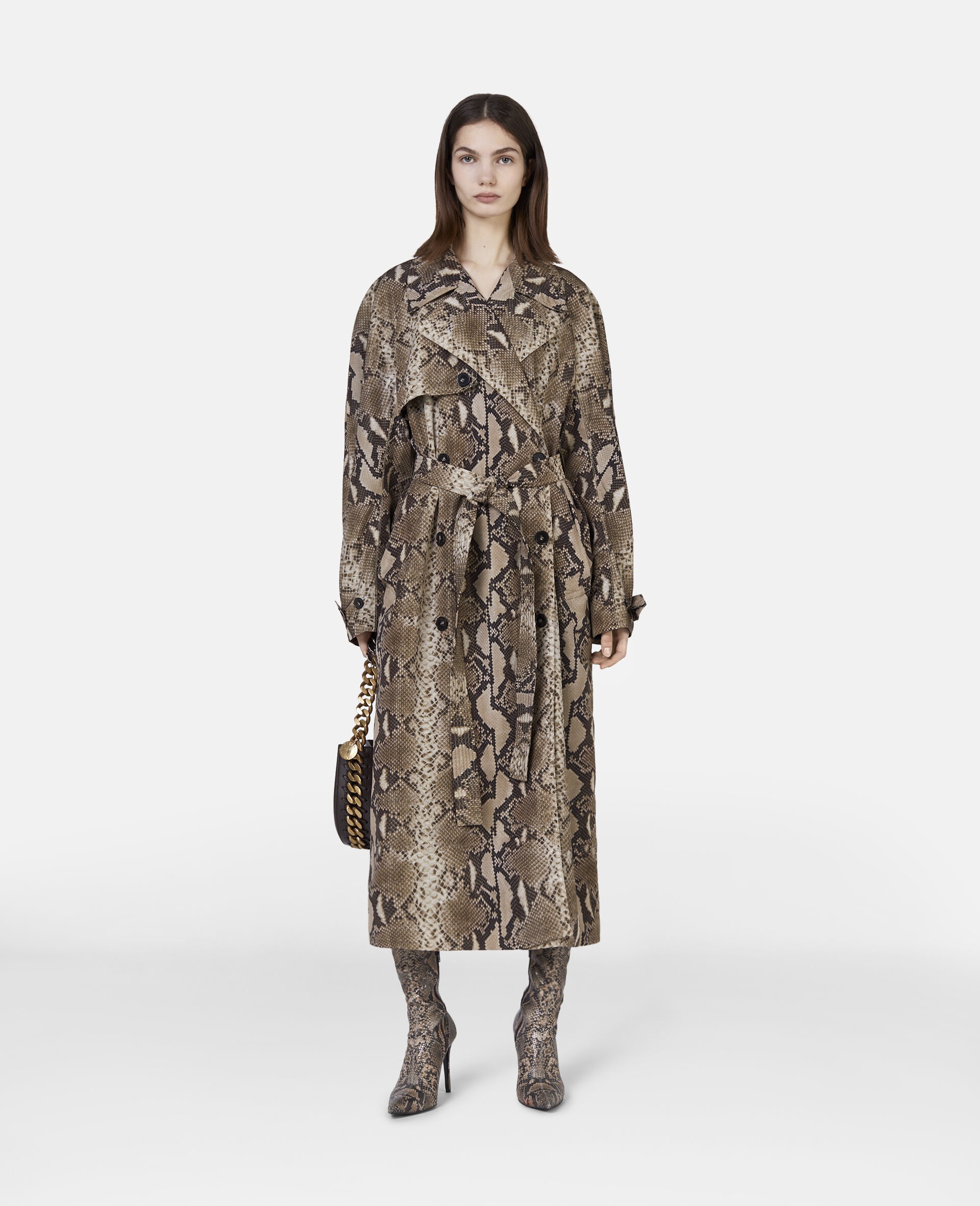 Python Print Belted Trench Coat - 6