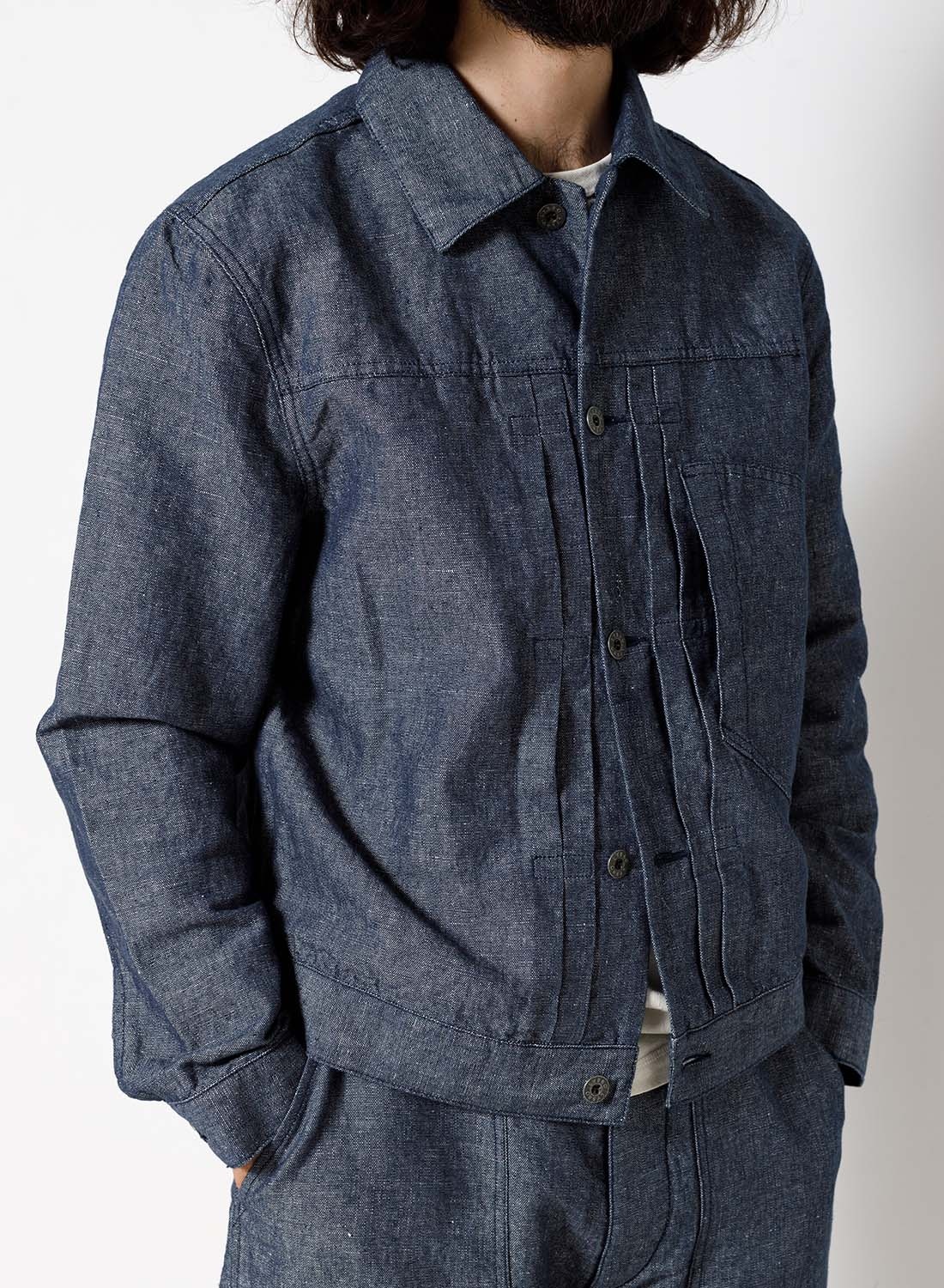Japanese Type 1 Jacket Cotton Linen in Navy - 5