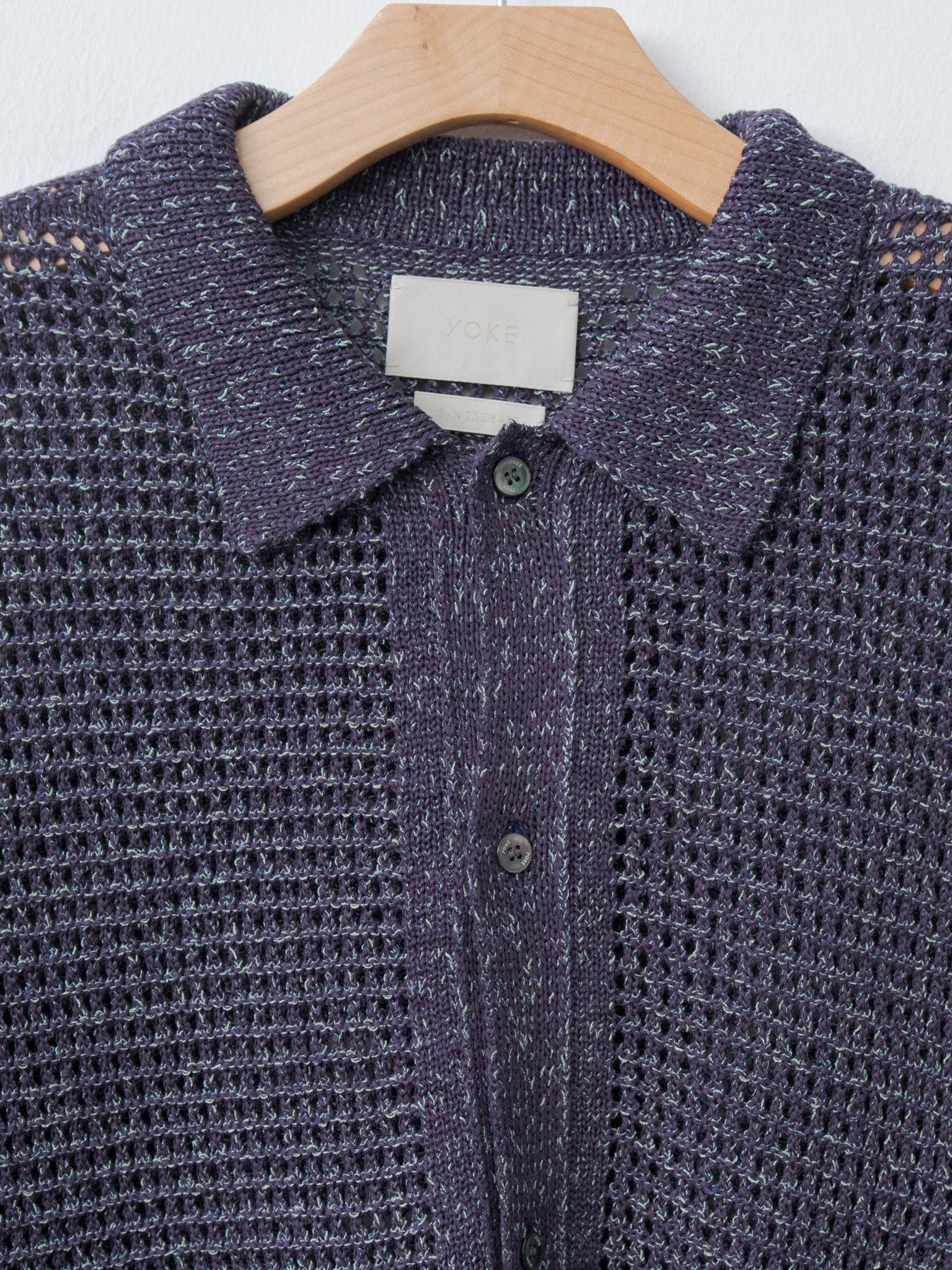 Mesh Knitted Shirt Cardigan - Purple - 5