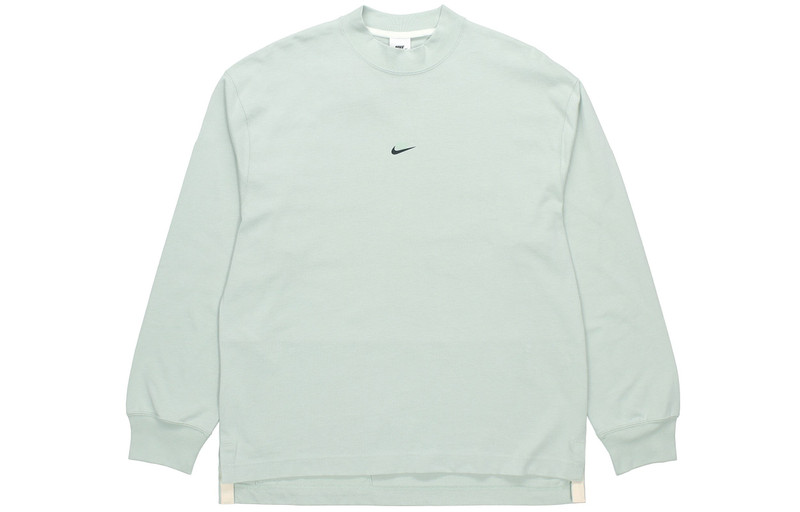 Men's Nike Sportswear Style Essentials Stand Collar Cotton Pullover Long Sleeves Blue T-Shirt DD7029 - 1
