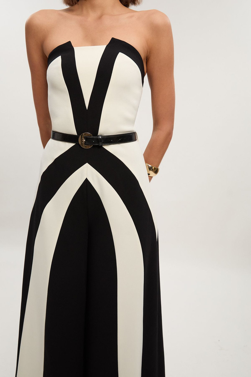 Compact Stretch Colour Block Tailored Bandeau Jumpsuit 6