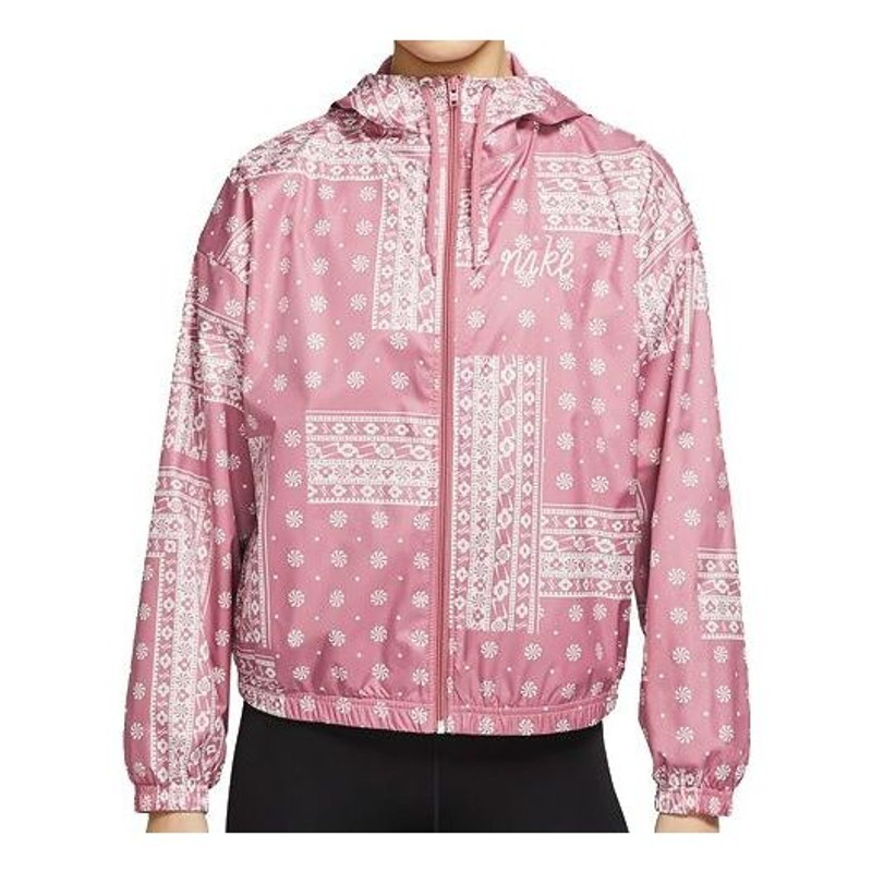 (WMNS) Nike Woven Printing cashew Hooded Jacket Pink Red CU5893-614 - 1