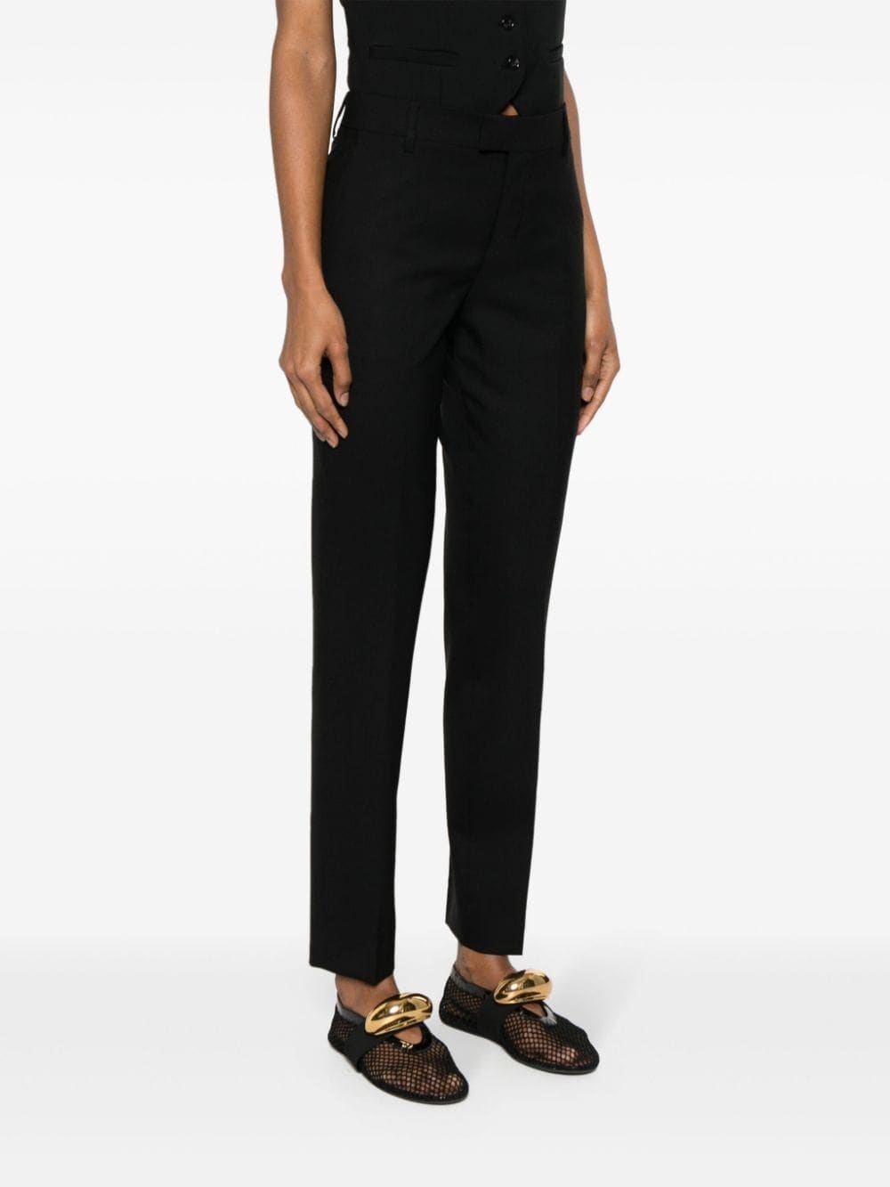 high-waist tapered-leg trousers - 3