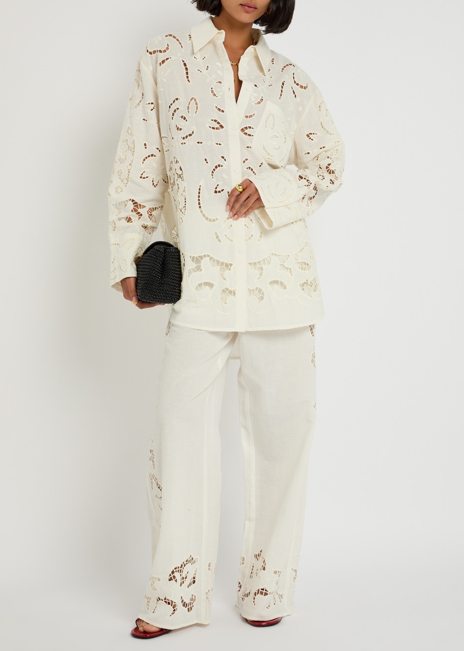 Alice + Olivia Tanya Cutwork Cotton-blend Trousers - 4