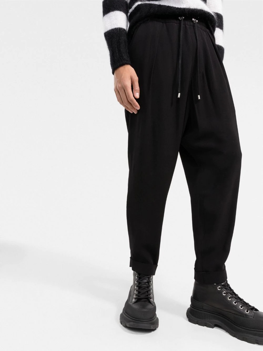 slouchy crepe tapered-leg track pants - 3