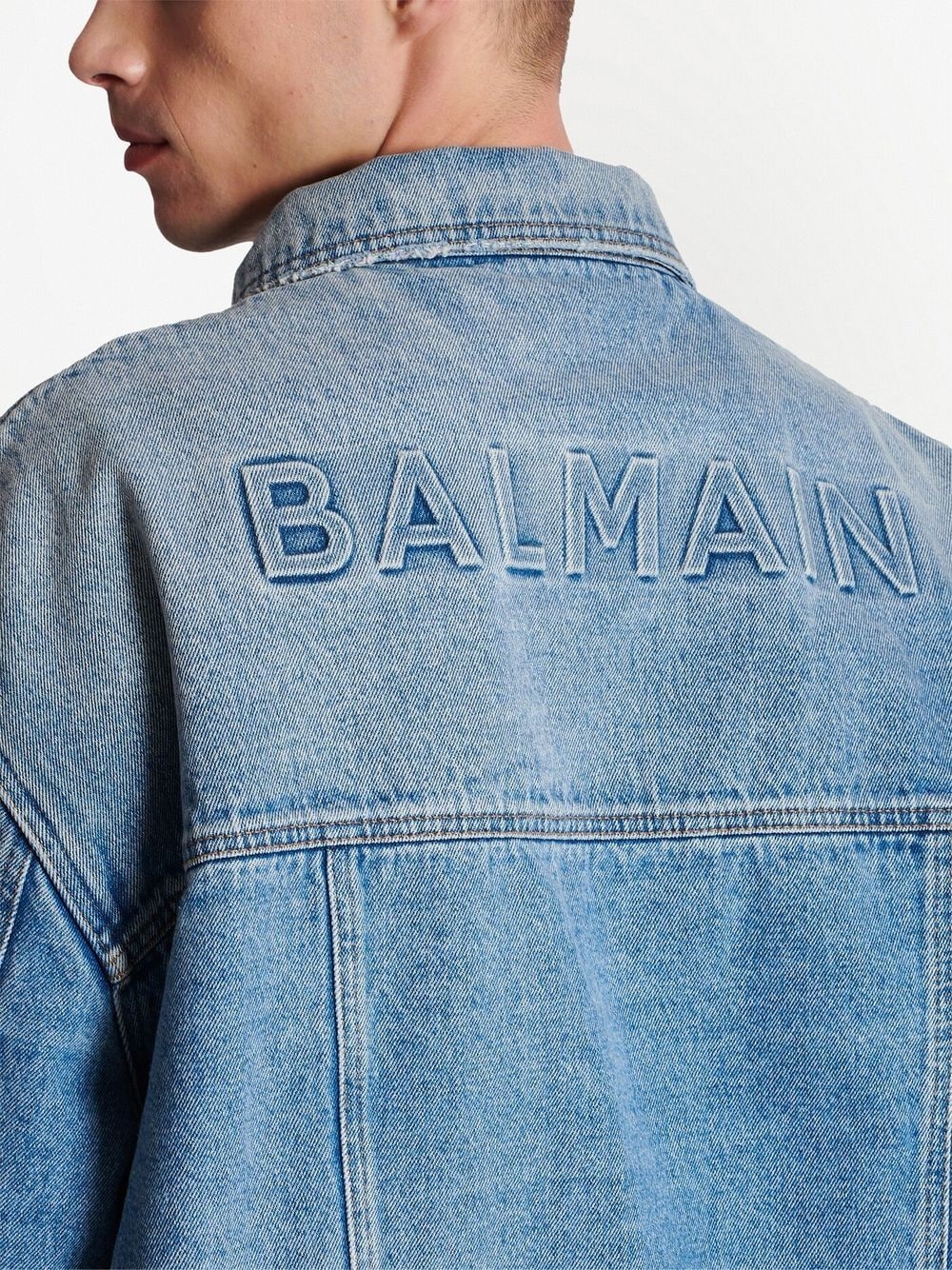 rear logo-print denim jacket - 5