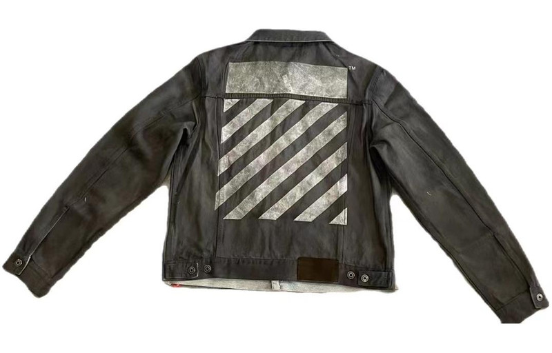 Off-White Off-White Alphabet Patterned Turn Down Collar Denim Jacket 'Grey' OMYE079C99DEN0044001SD outlook