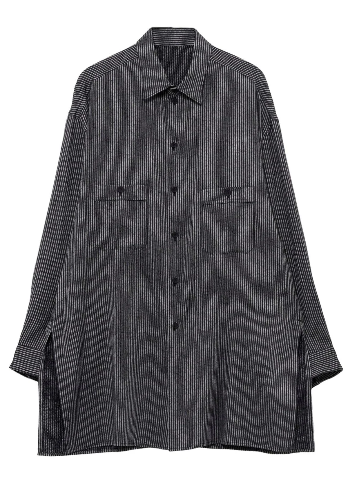 MELANGE STRIPE BLOUSE (BLACK) - 1