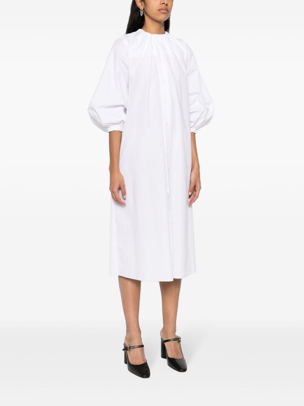 cotton poplin shirt dress - 3