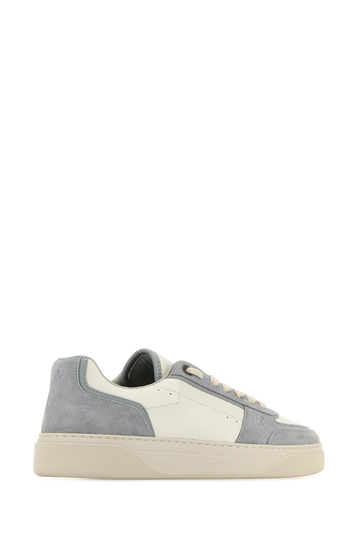 Two-tone leather and suede Initial sneakers - 3