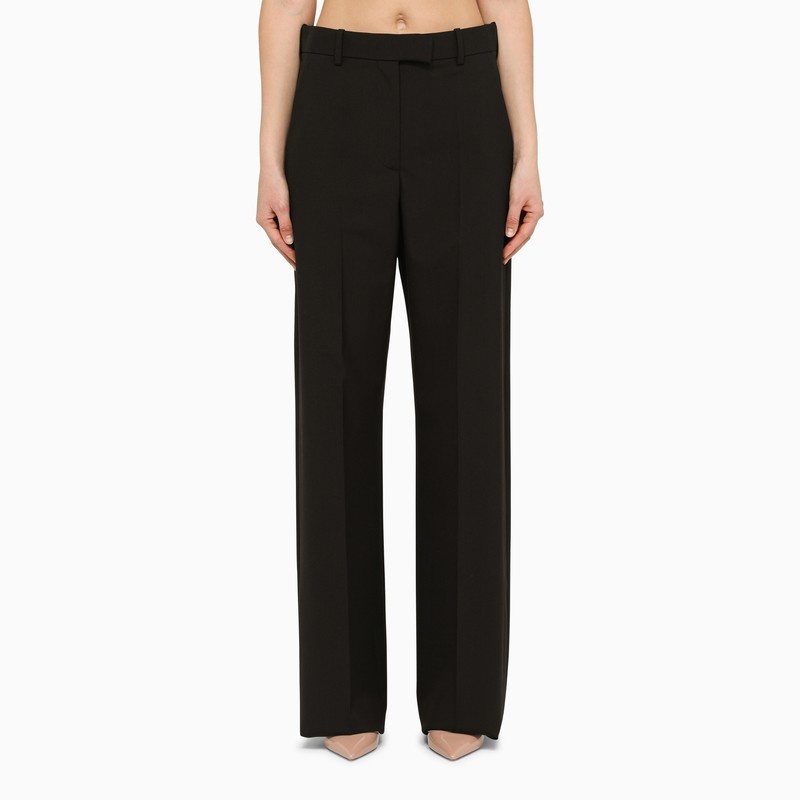 Straight black wool trousers - 1