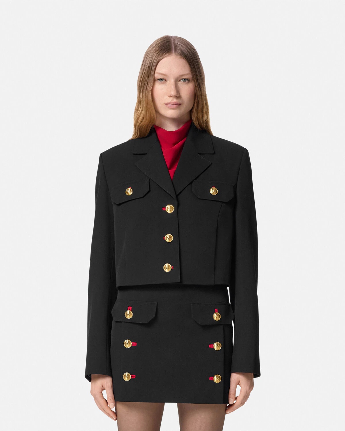 Wool Gabardine Uniform Crop Jacket - 4
