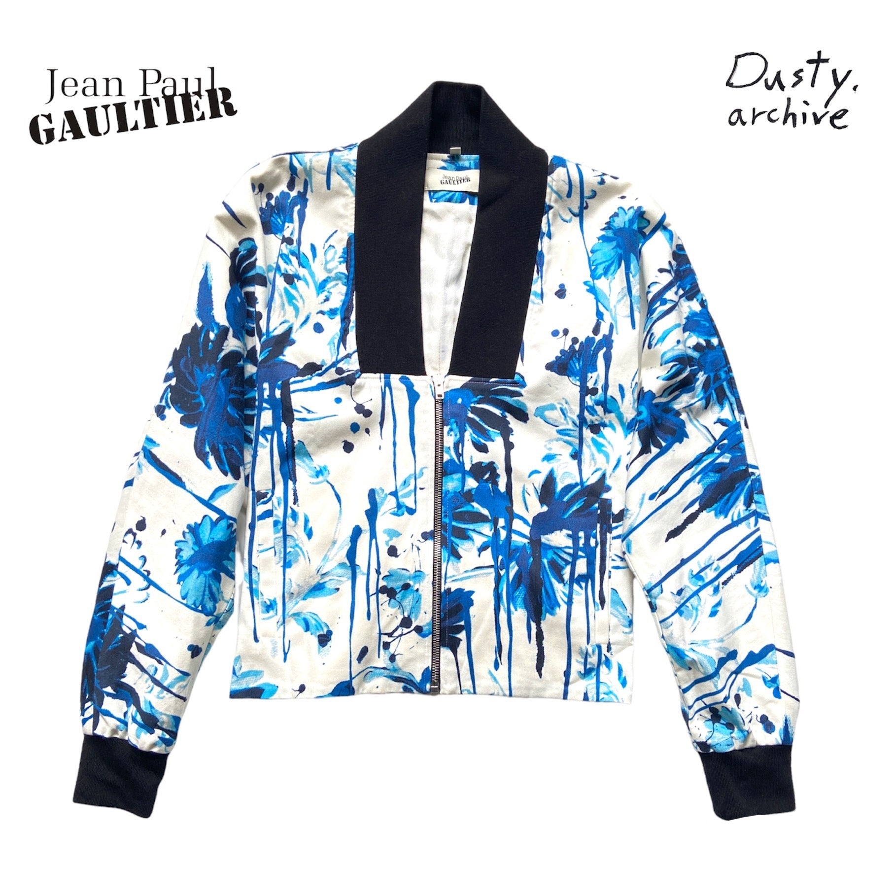 Jean paul Gaultier ss15 blue floral paint jacket 40 - 4