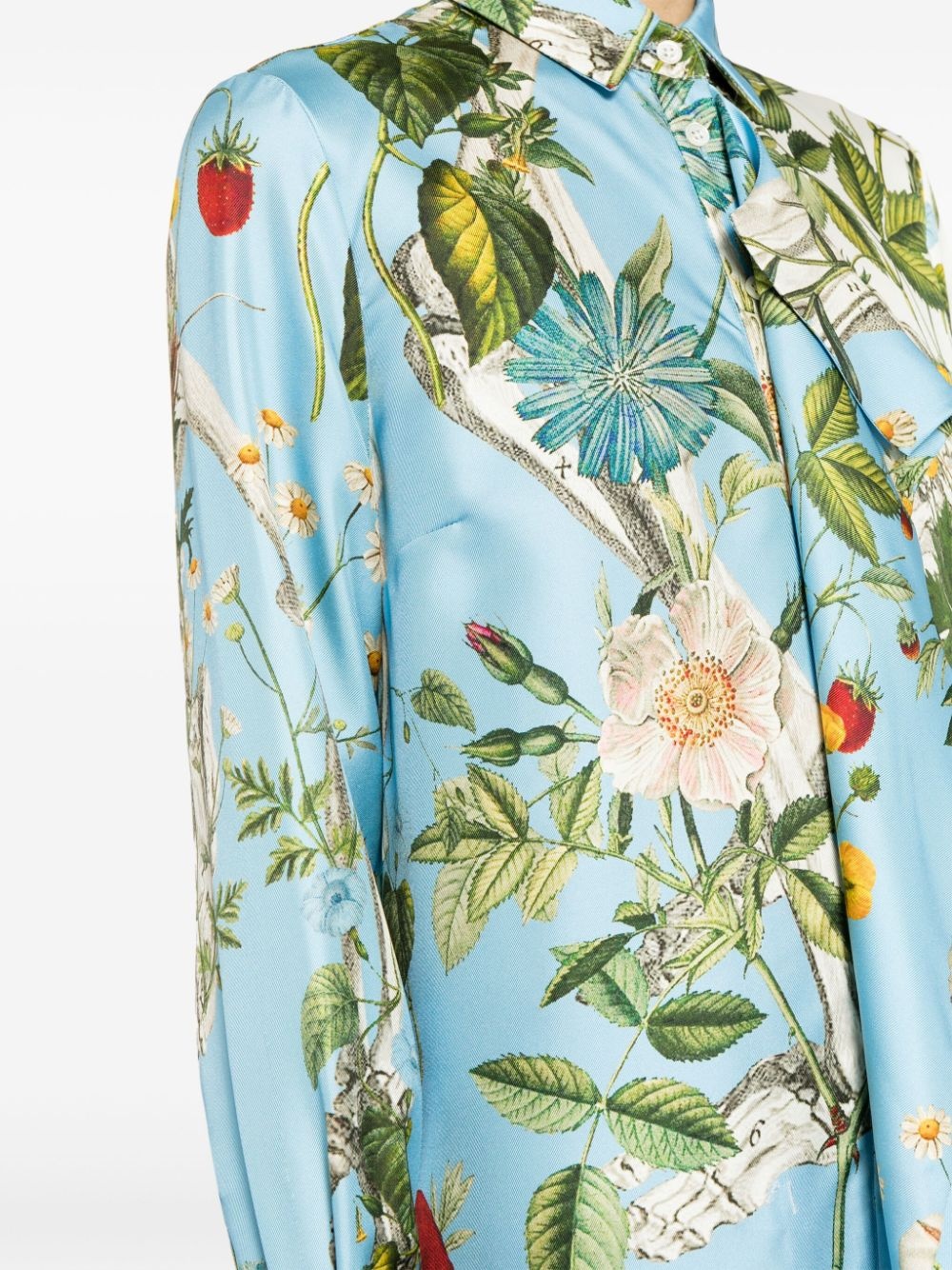 floral-print layered silk shirt - 5