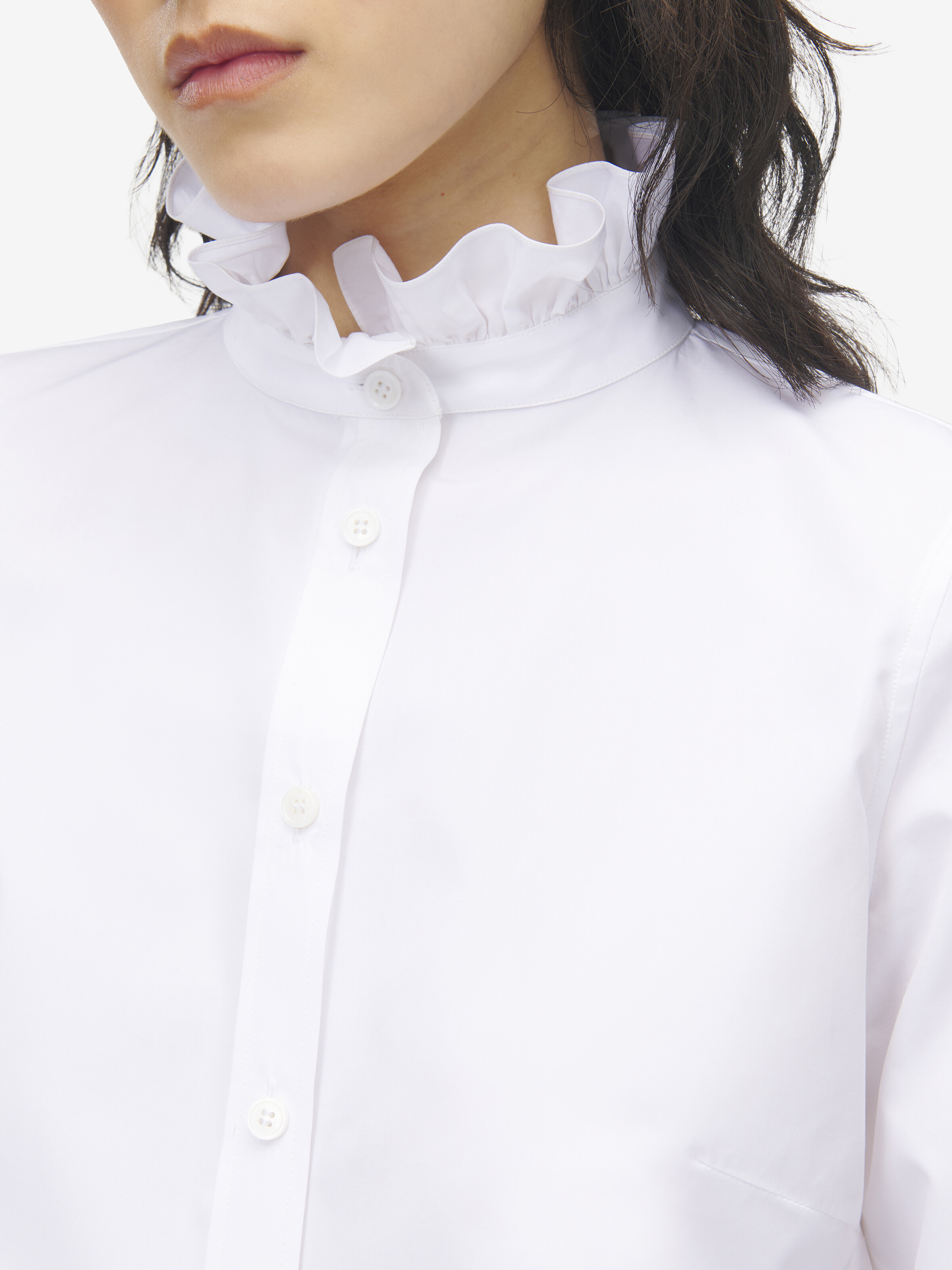 Ruffle Neck Poplin Shirt - 6
